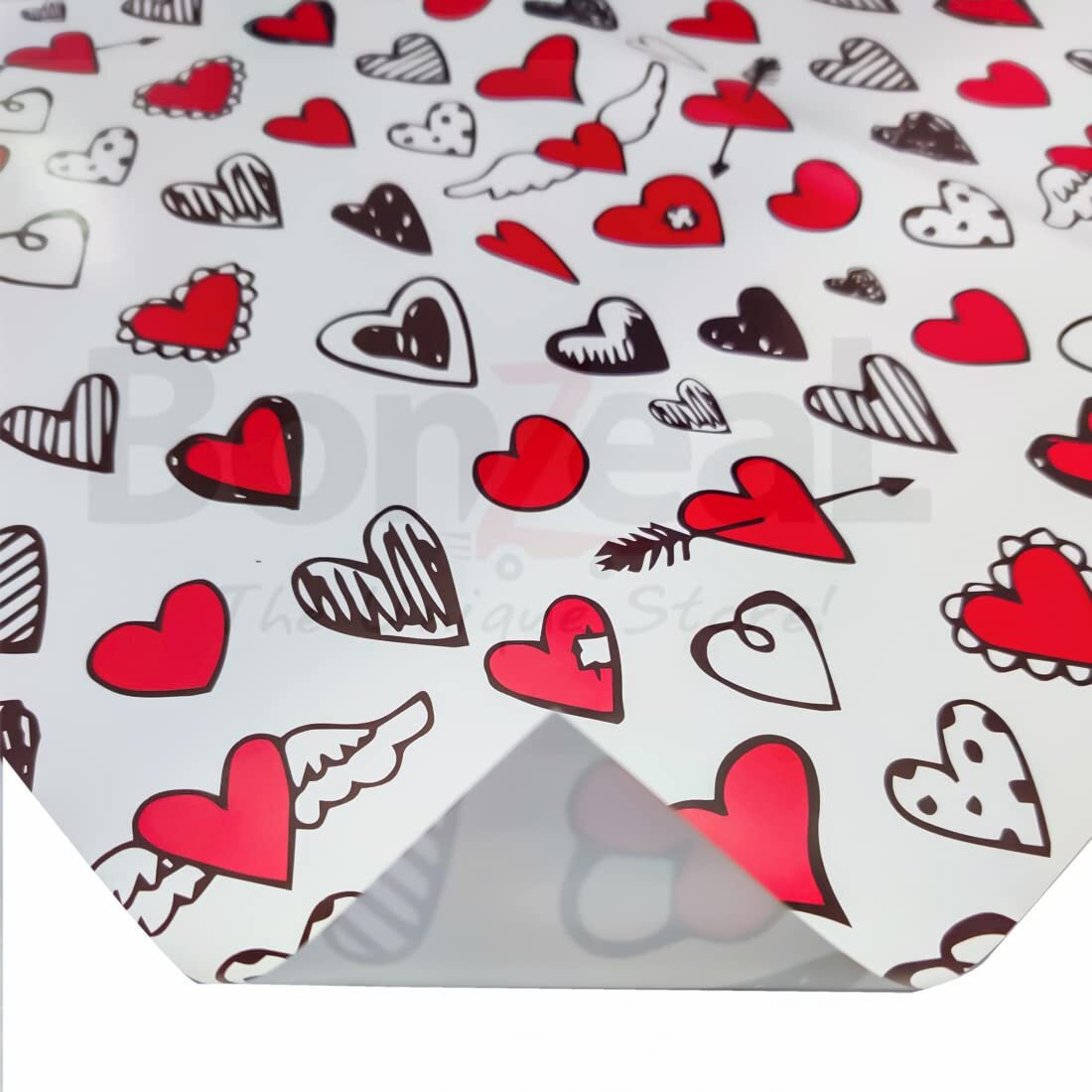 Bonzeal Christmas Gifts Wrapping Paper Red Heart Love Printed Secret Santa Gifts Wrapping Paper Pack Of 5 Sheet Roll