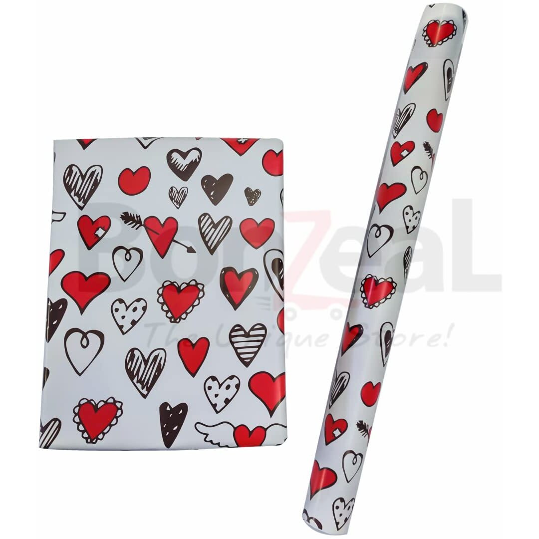 Bonzeal Christmas Gifts Wrapping Paper Red Heart Love Printed Secret Santa Gifts Wrapping Paper Pack Of 5 Sheet Roll