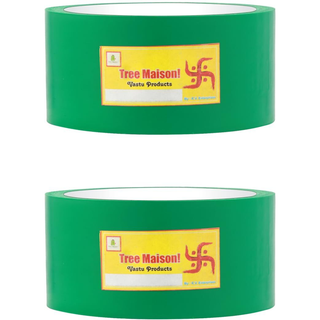 Tree Maison Coronating Homes Vastu Green Tape | Size - 2 Inch (48 Mm) Approx | Length- 20 Meter (Approx) | Vastu Tape Remedy For Toilet | Vastu Tape For Main Door Entrance | Pack Of 2