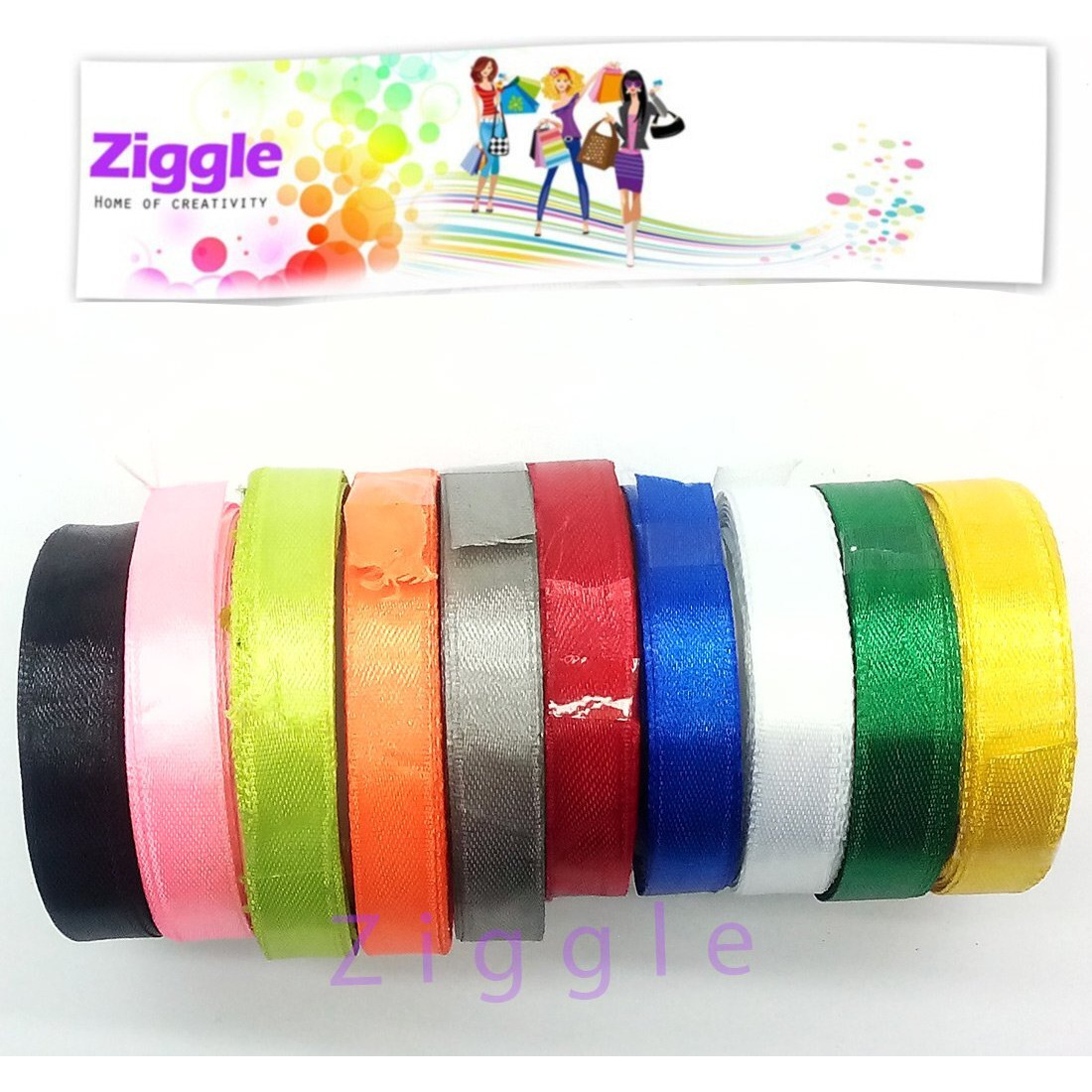 Ziggle 10 Pcs Satin Ribbons For Art And Craft Colorful Ribbon Set