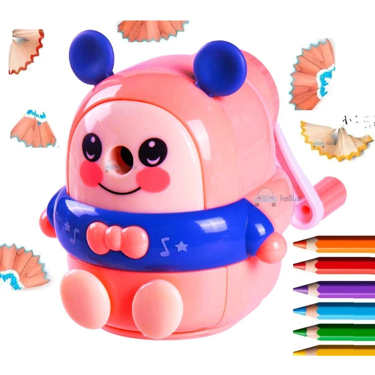 Funblast Sharpener For Kids Teddy Pencil Sharpener, Table Sharpener Machine (Pink)