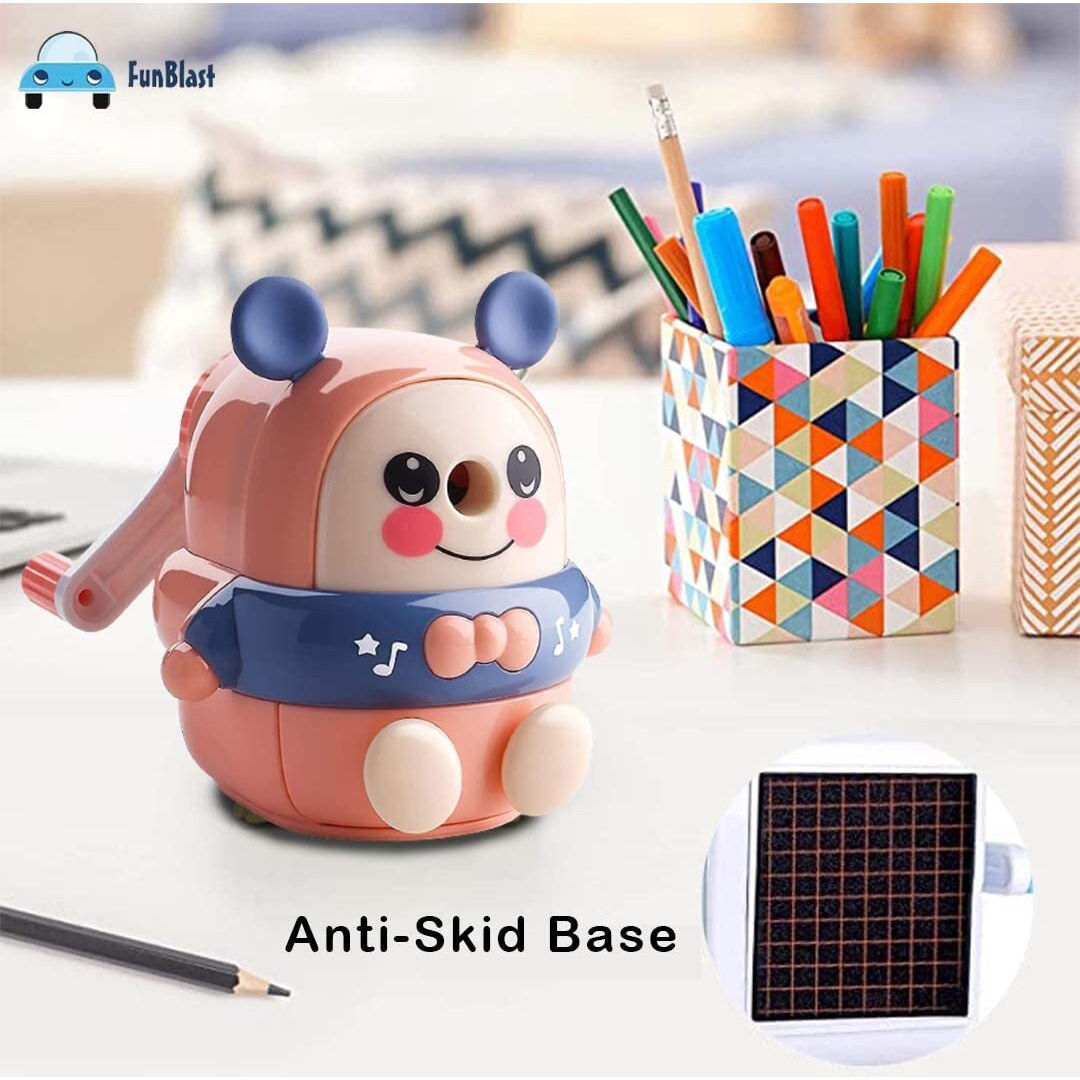 Funblast Sharpener For Kids Teddy Pencil Sharpener, Table Sharpener Machine (Pink)