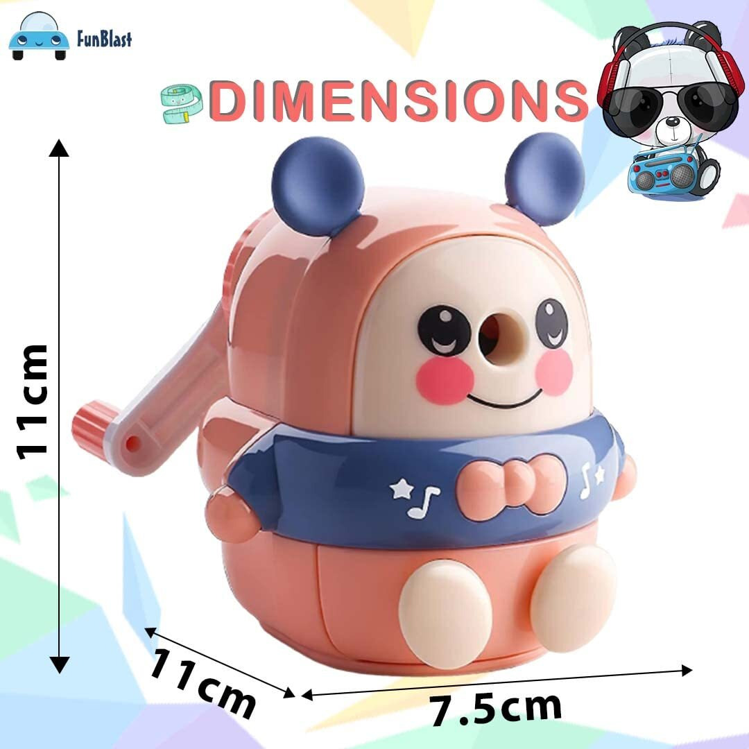 Funblast Sharpener For Kids Teddy Pencil Sharpener, Table Sharpener Machine (Pink)