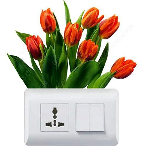 Decals Creation Vinyl Flowers Switch Board Fridge Wall Sticker, 23.62 X 29.92 X 0.39 Inches, Multicolour, Botanical