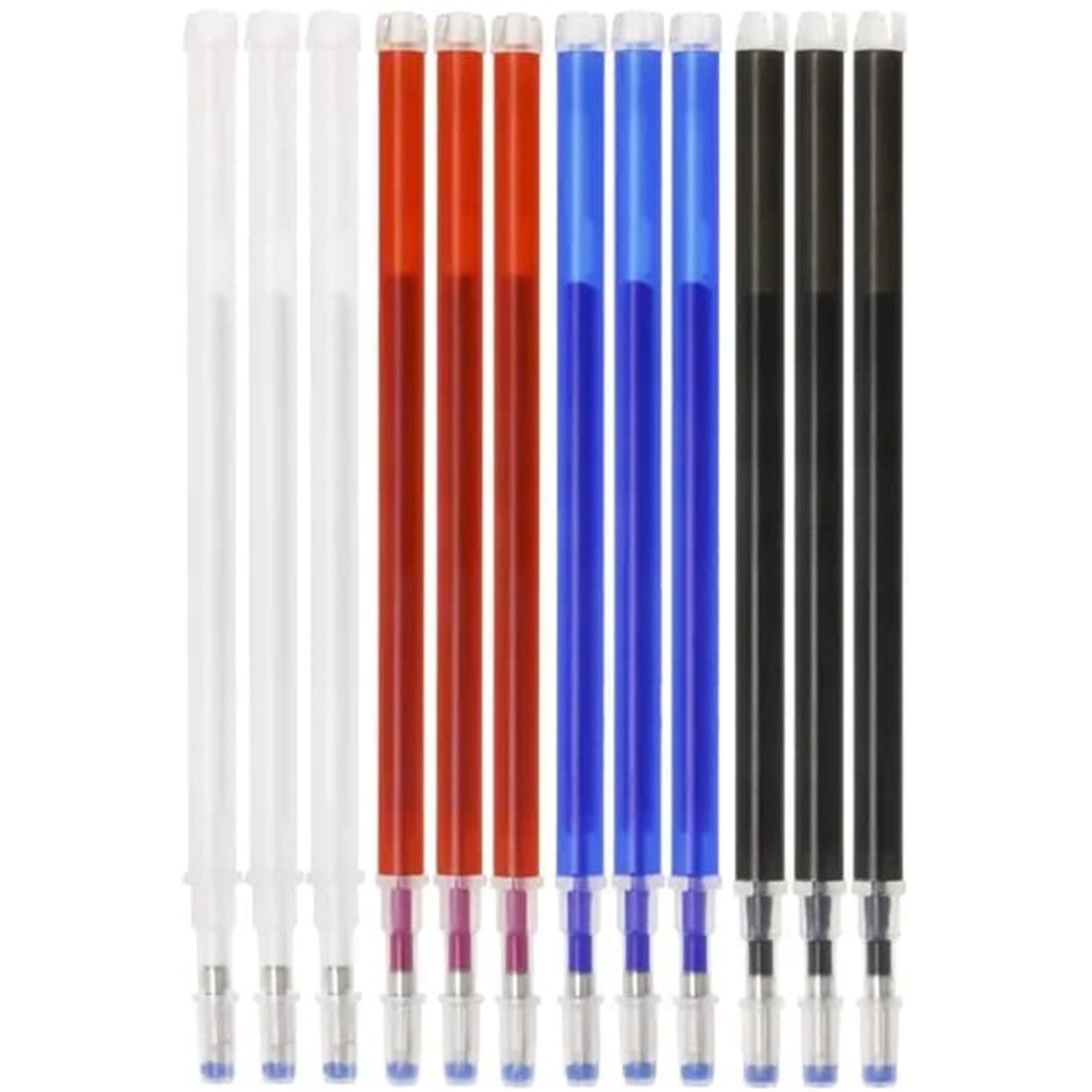 Rianz Pack Of 12Pcs Fabric Marker Pen Refill Heat Erasable Fabric Tailors Marking Pens For Sewing, Quilting, Dressmaking And Fashion Designing Students (Pack Of 12 - Red+Black+White+Blue)