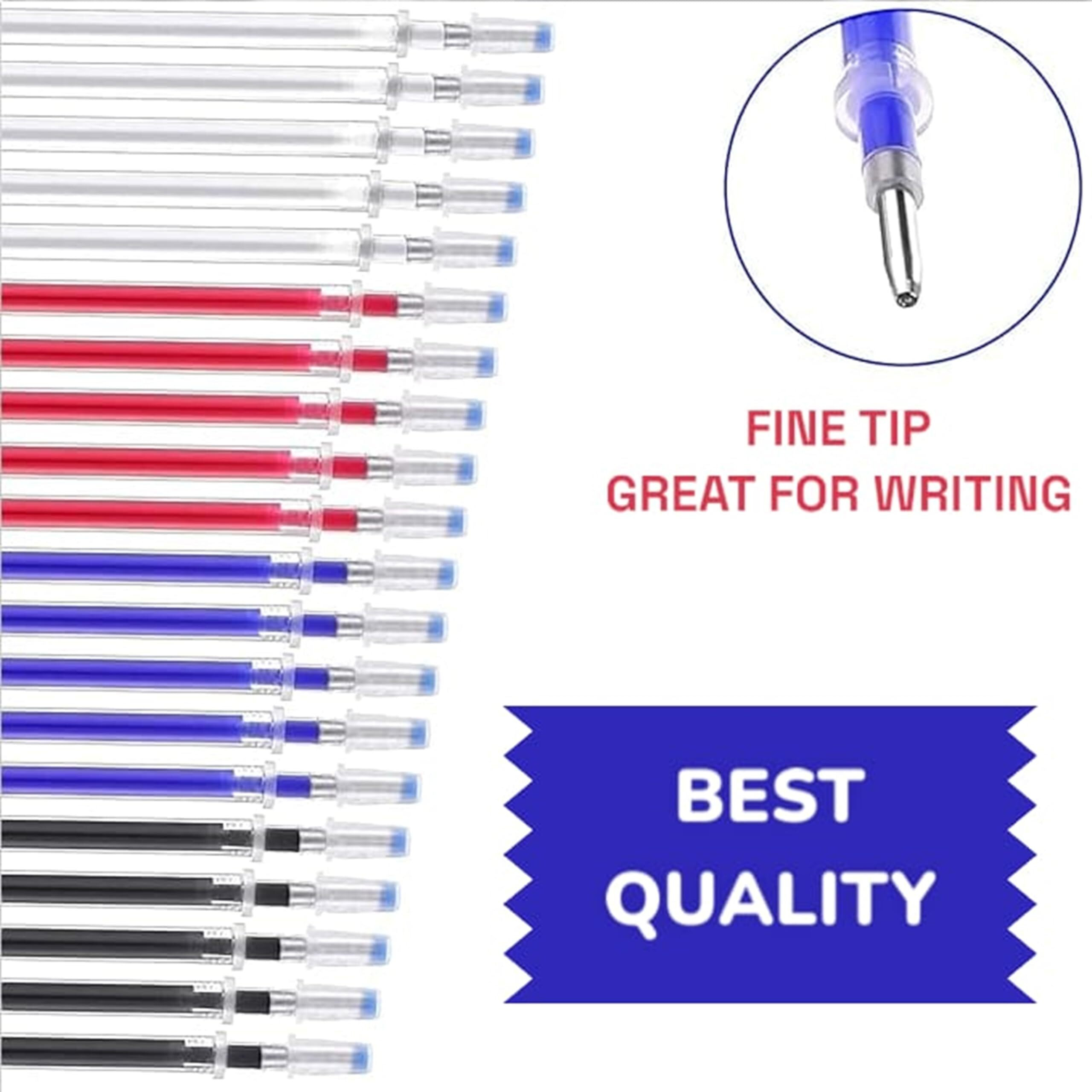 Rianz Pack Of 12Pcs Fabric Marker Pen Refill Heat Erasable Fabric Tailors Marking Pens For Sewing, Quilting, Dressmaking And Fashion Designing Students (Pack Of 12 - Red+Black+White+Blue)