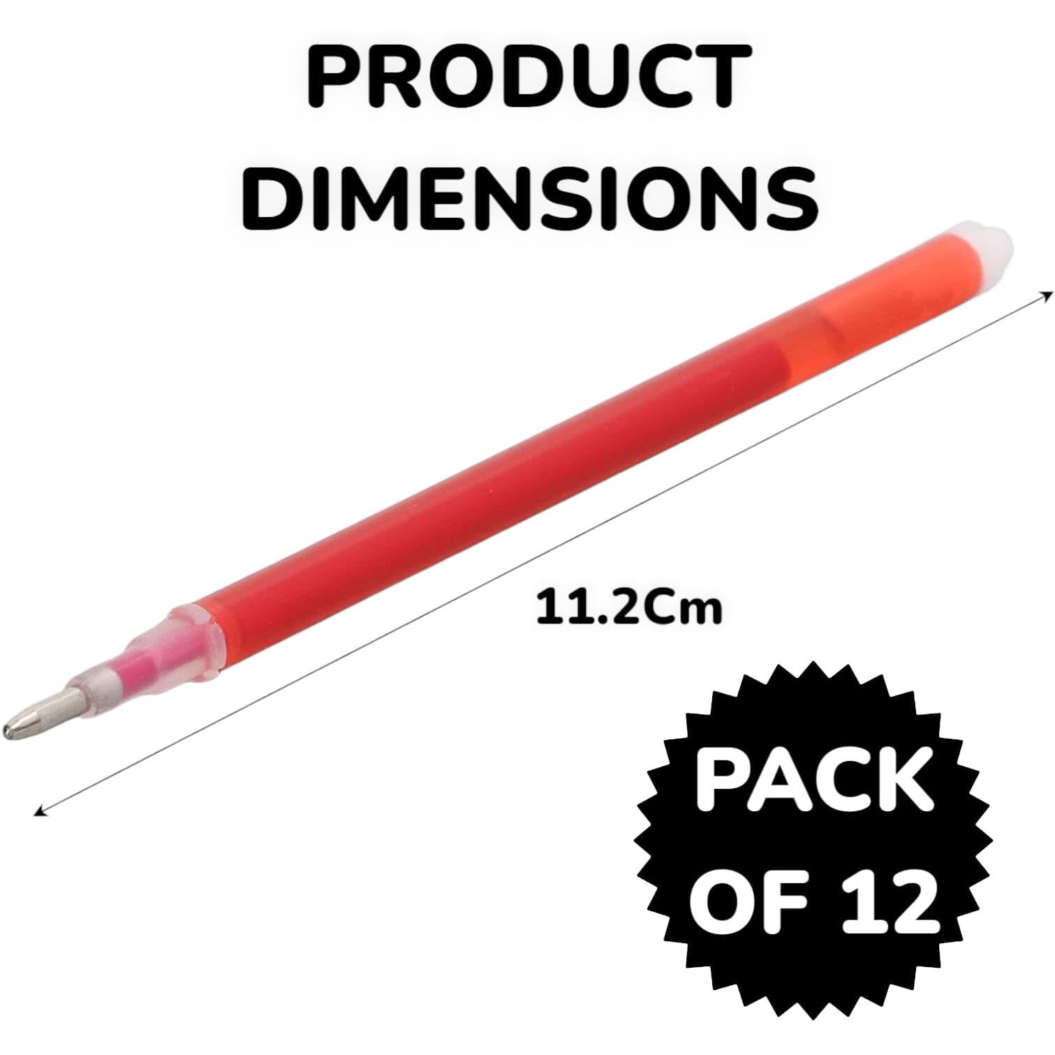 Rianz Pack Of 12Pcs Fabric Marker Pen Refill Heat Erasable Fabric Tailors Marking Pens For Sewing, Quilting, Dressmaking And Fashion Designing Students (Pack Of 12 - Red+Black+White+Blue)