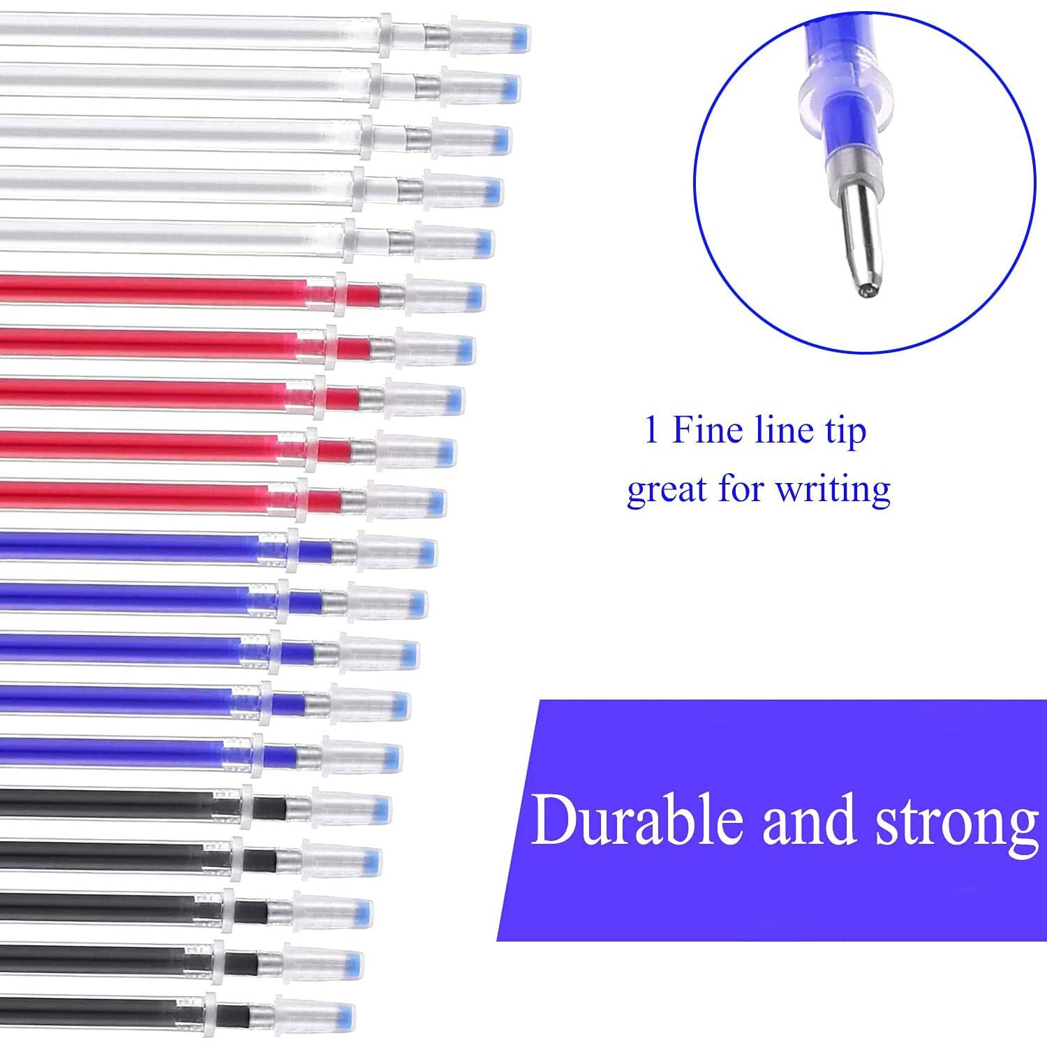 Aakriti Fabric Marker Pen Refill Heat Erasable Fabric Pens Heat Erasable Fabric Marking Pens For Tailors Sewing And Quilting Dressmaking Multicolor (Red, Blue, Black, White 20Pcs)