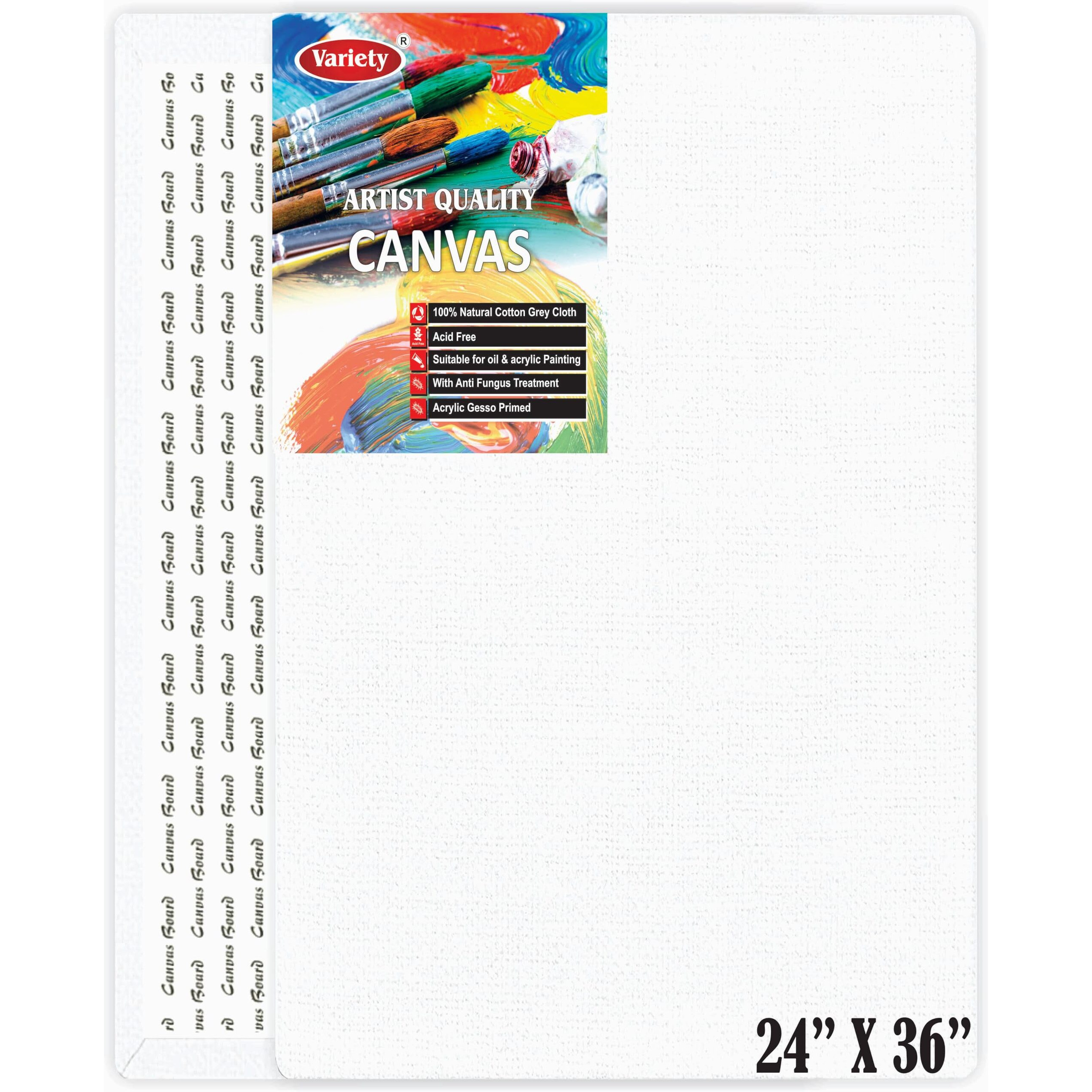 Variety Canvas Fine Grain 100% Cotton Canvas 7Oz Primed Board (Pure White, 24X36 [Pack Of 1])