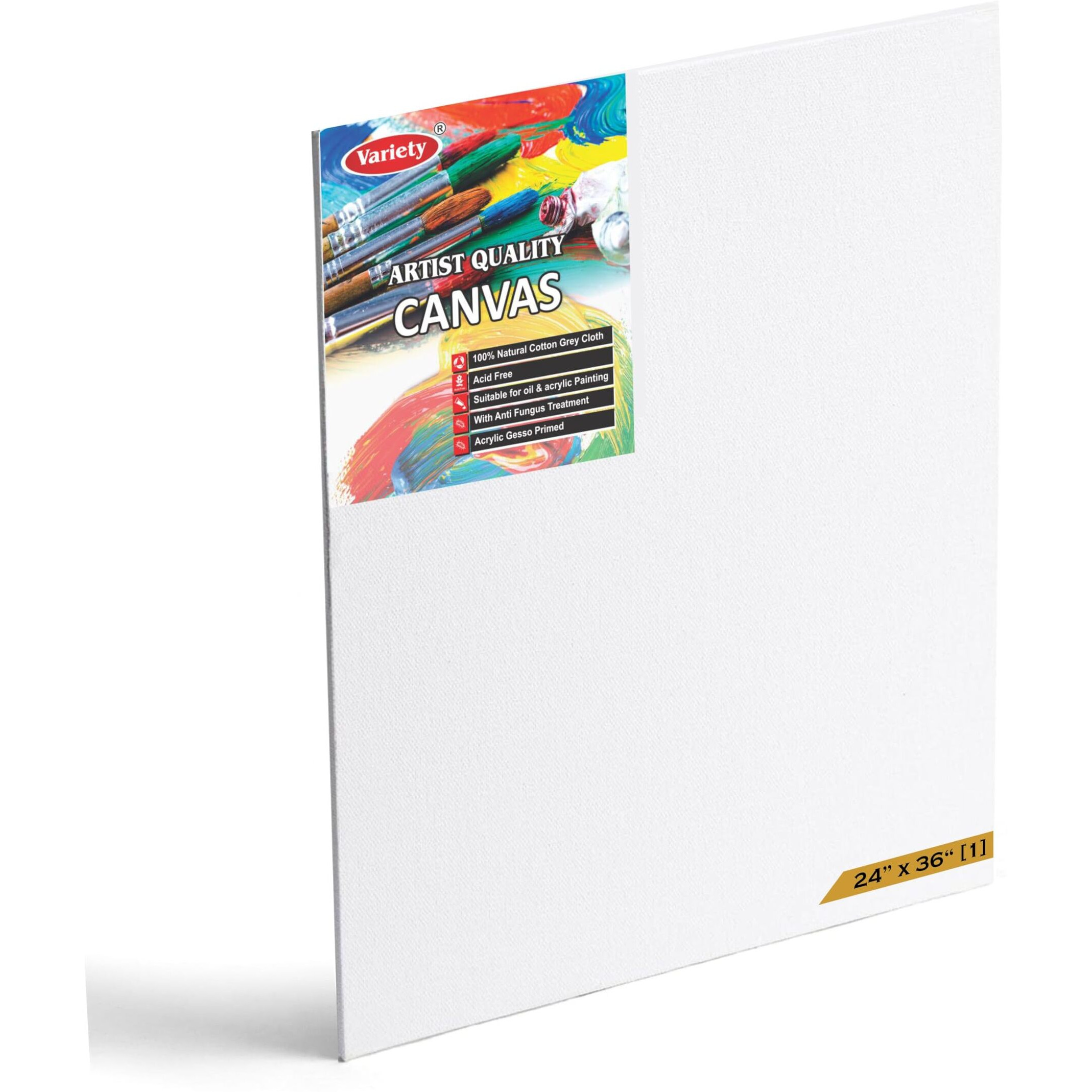 Variety Canvas Fine Grain 100% Cotton Canvas 7Oz Primed Board (Pure White, 24X36 [Pack Of 1])