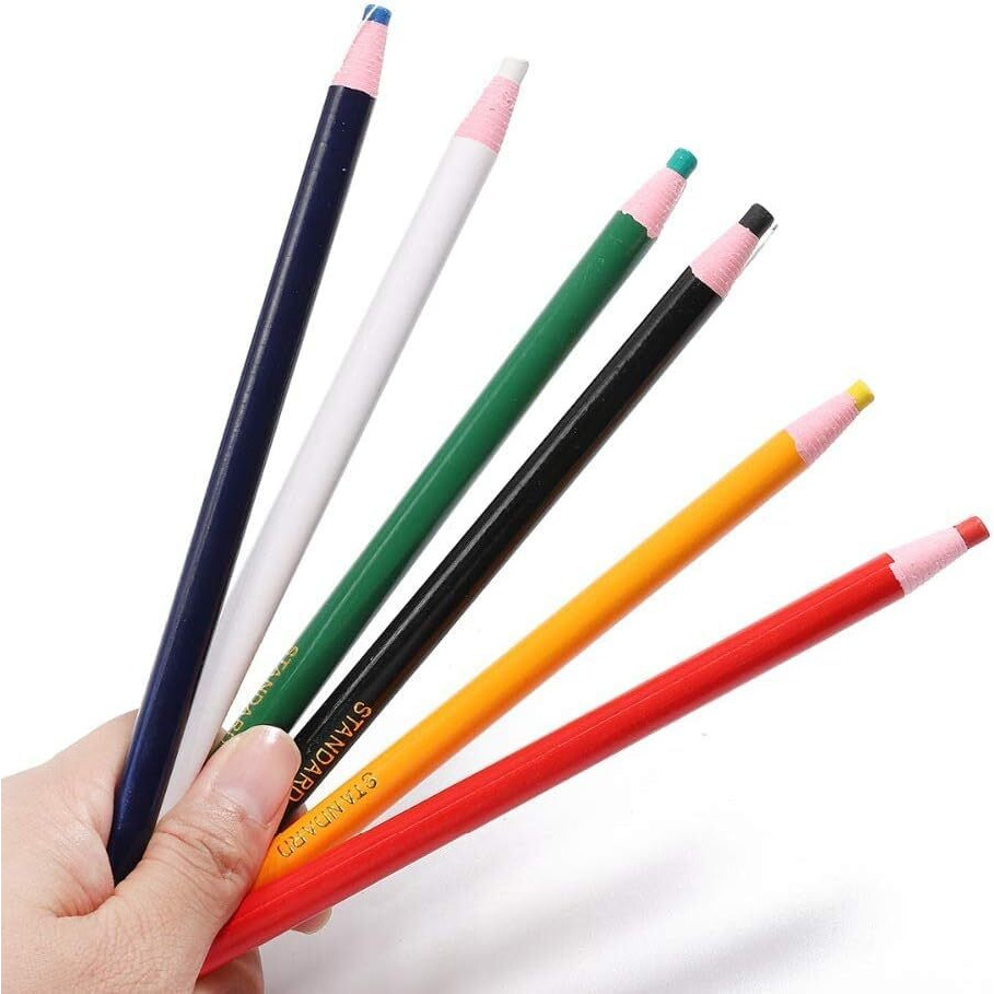 Rianz 6 Pcs Tailor Sewing Mark Chalk Pencil Tailor's Marking And Tracing Tools Free Cutting Crayons Sewing Fabric Pencil (6 Colors X 1)
