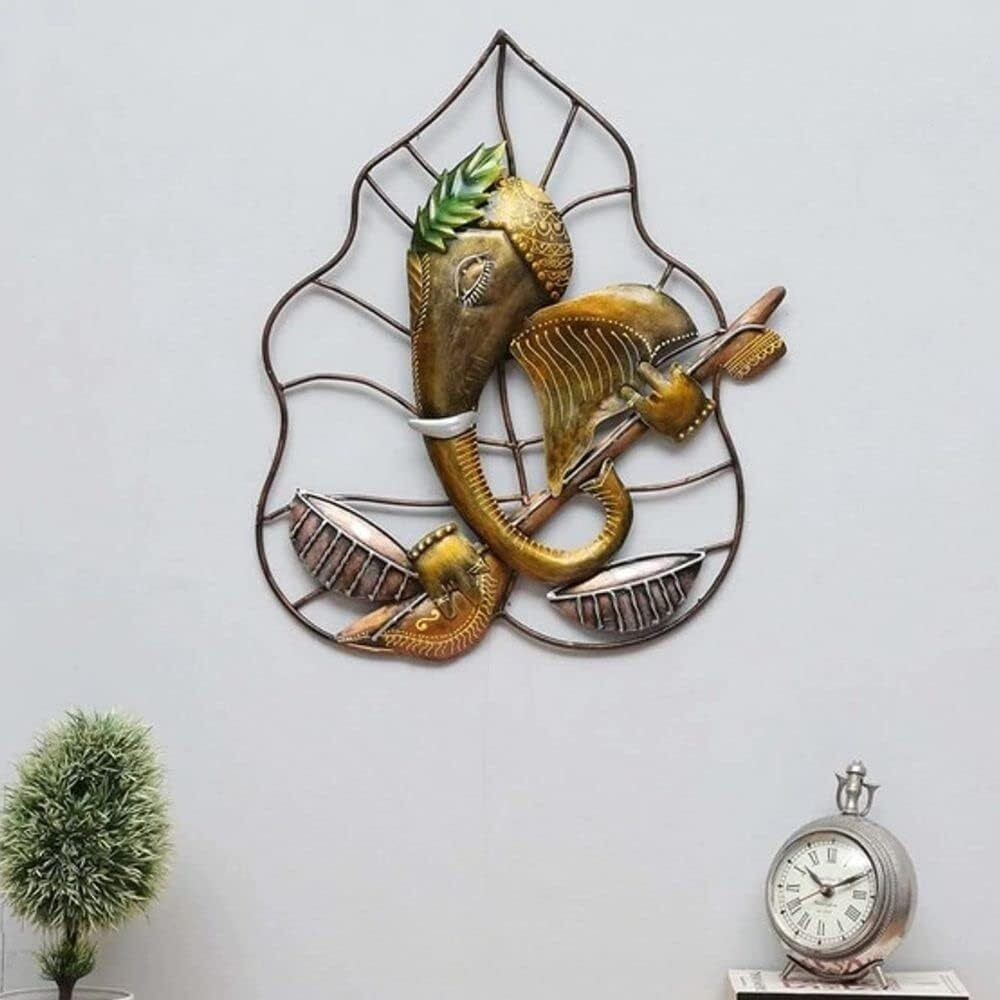Pedex Metal Wall Decor Ganesha Frame For Home/Office/Hotel/Living Room/Bedroom Decor | Wall Hanging | (Metal Pan Vinayak Ganesh Wall Art), 25 Cm