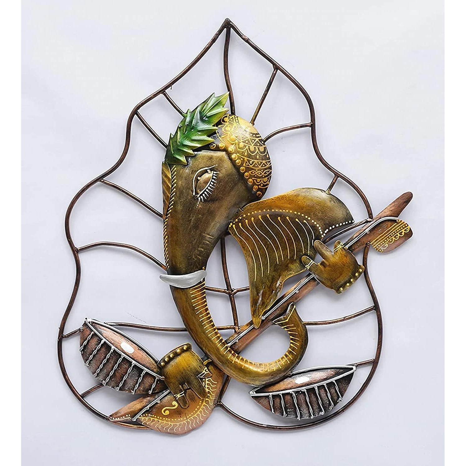 Pedex Metal Wall Decor Ganesha Frame For Home/Office/Hotel/Living Room/Bedroom Decor | Wall Hanging | (Metal Pan Vinayak Ganesh Wall Art), 25 Cm
