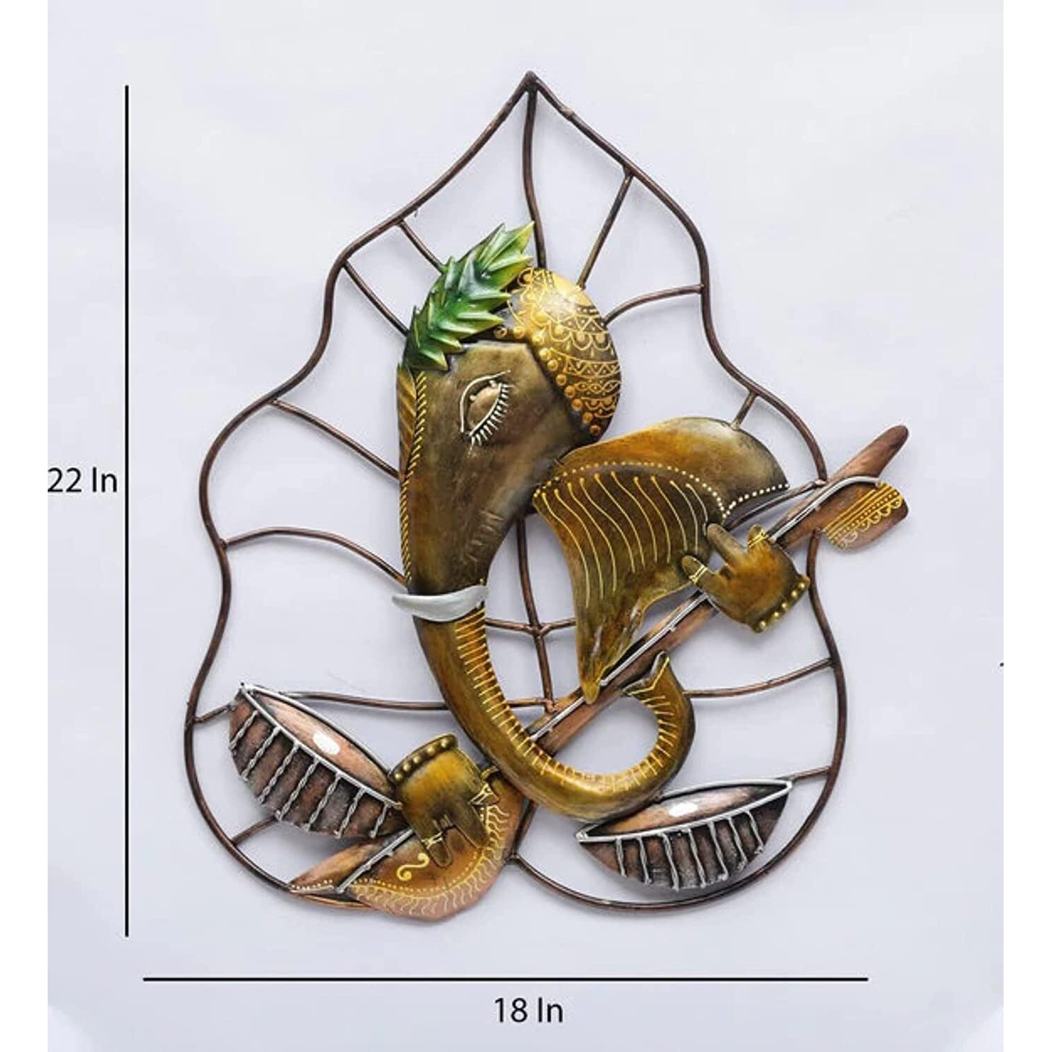 Pedex Metal Wall Decor Ganesha Frame For Home/Office/Hotel/Living Room/Bedroom Decor | Wall Hanging | (Metal Pan Vinayak Ganesh Wall Art), 25 Cm