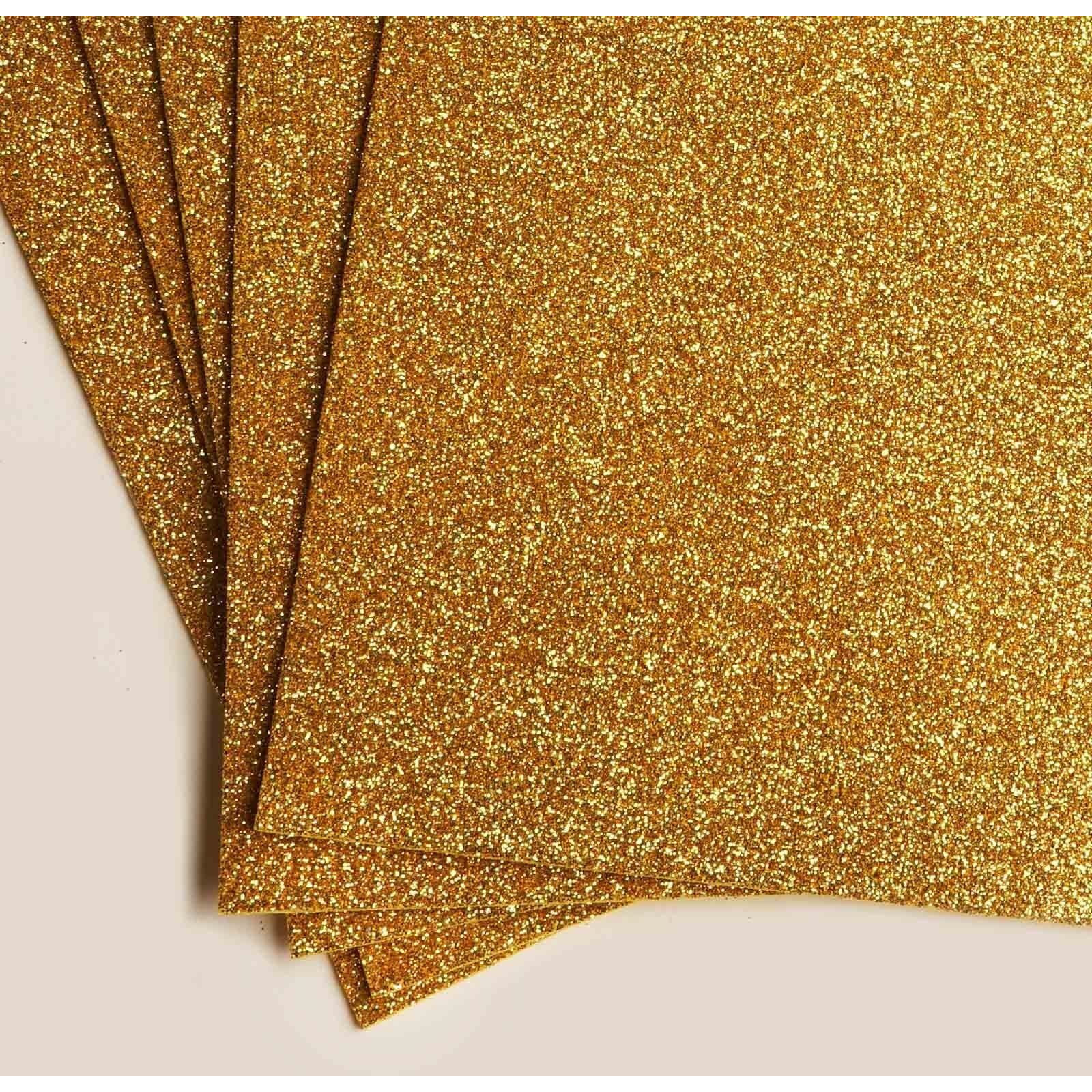 Lazybeee A4 Size Eva Foam Glitter Sheets For Art And Craft Pack Of 10 Golden