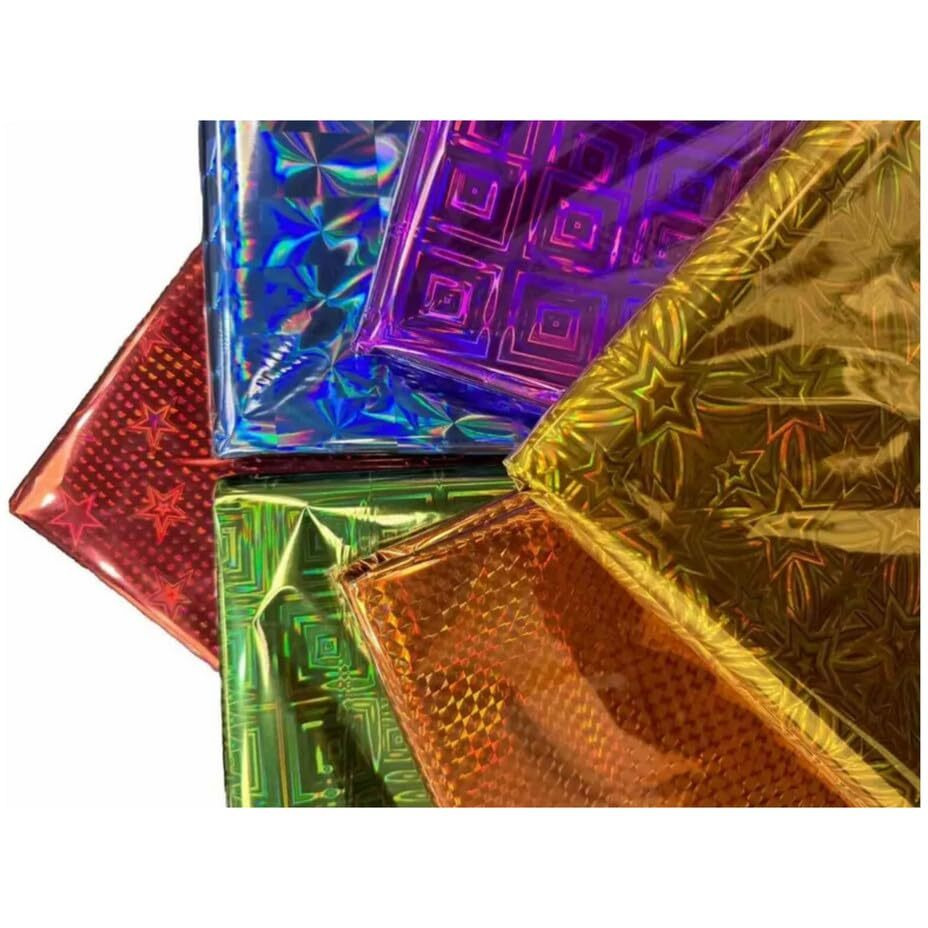 Townbus -Pack Of 50 | 45 X 65 Cm Multicolor Holographic Gift Wrapping Paper Sheet