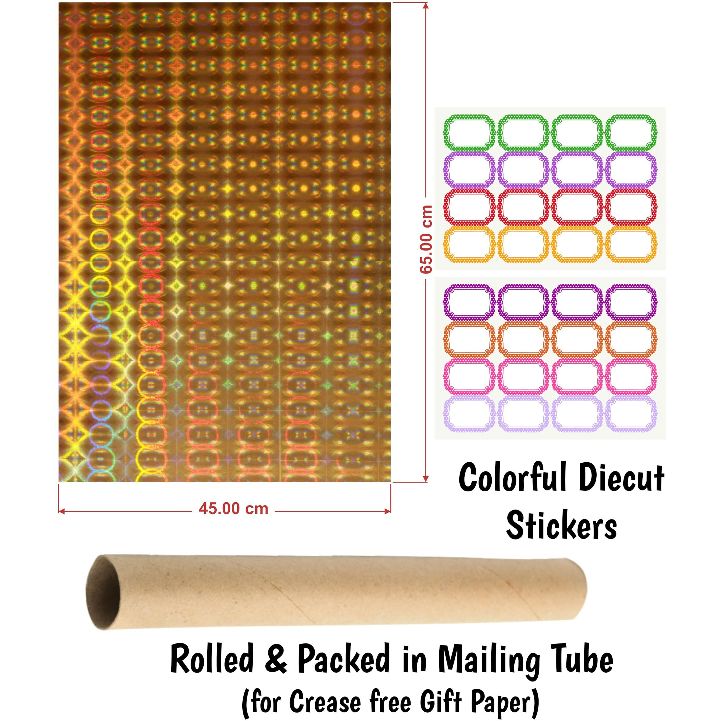 Townbus -Pack Of 50 | 45 X 65 Cm Multicolor Holographic Gift Wrapping Paper Sheet