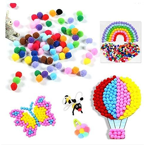 Amigozz Round Shaped Mixed Color Soft Fluffy Pom Pom For Art & Craft, Party Decoration, Diy Sewing Crafts Jewelry Making. Size 2Cm (Approx 200Pcs)