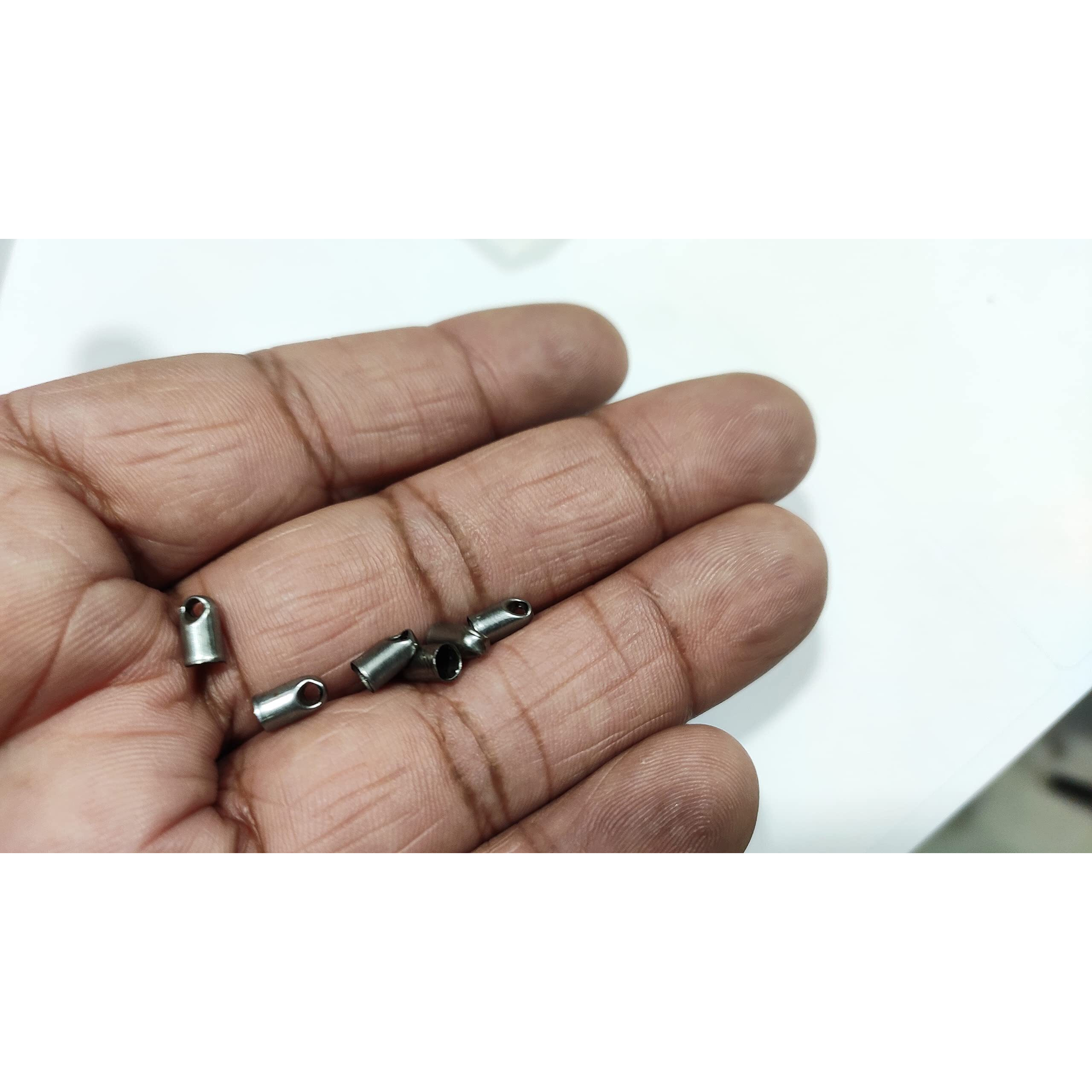 Omx Jewellery Making Material Fitting 50 Pcs Metal End Bead Cap For Cord Jewelry Necklace Findings, Black (7Mm X 4Mm)