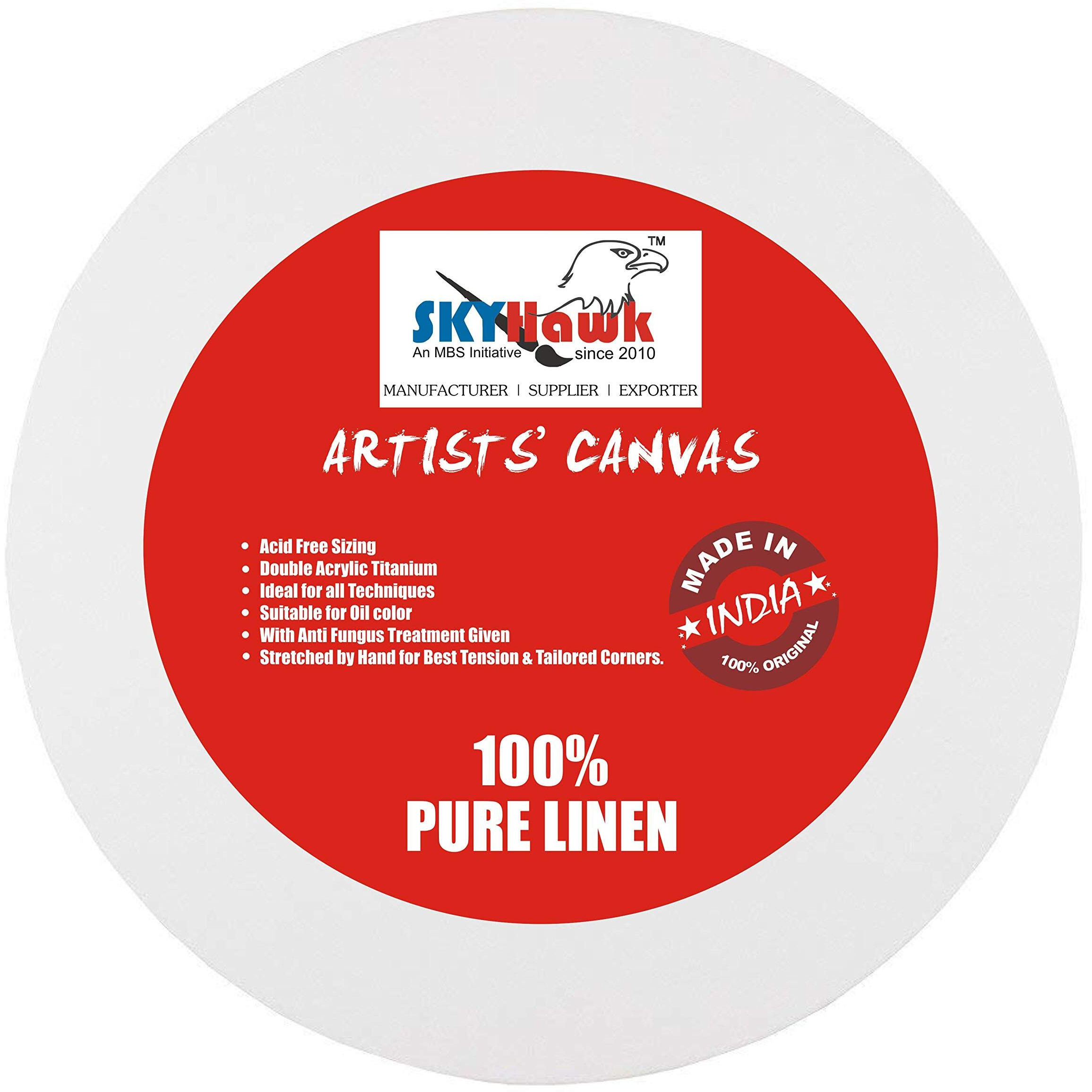 Skyhawk 6 Inch Fine Grain Pre Stretched Round Canvas (Pack Of 4)