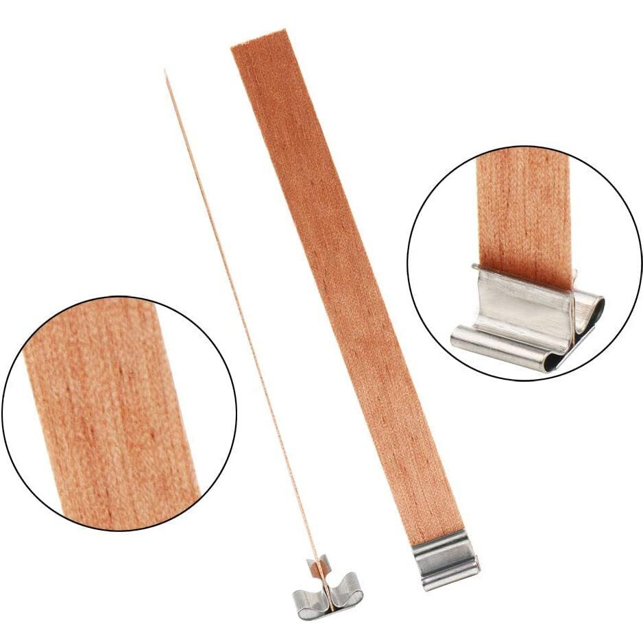 Bizpressions Wooden Candle Wick With Iron Stand Sustainer For Candle Making (5 Pcs)