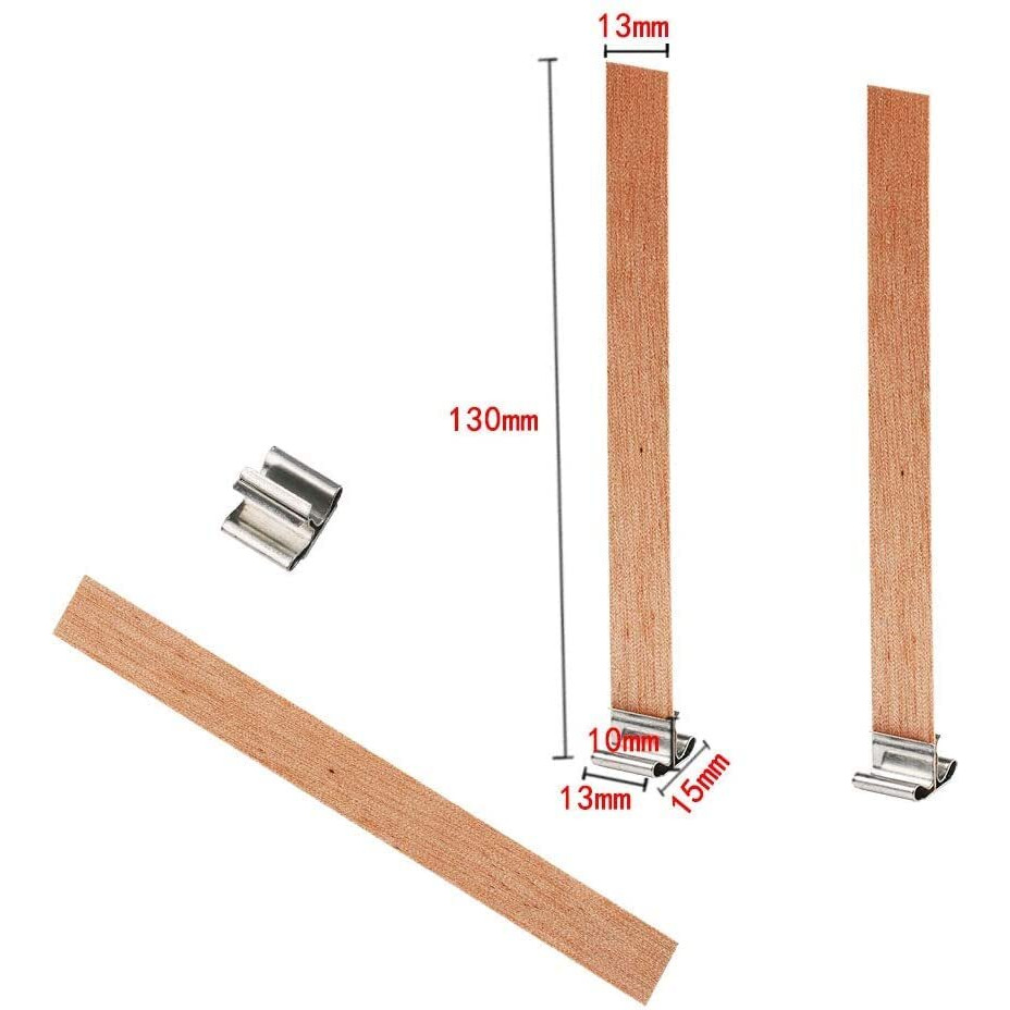 Bizpressions Wooden Candle Wick With Iron Stand Sustainer For Candle Making (5 Pcs)