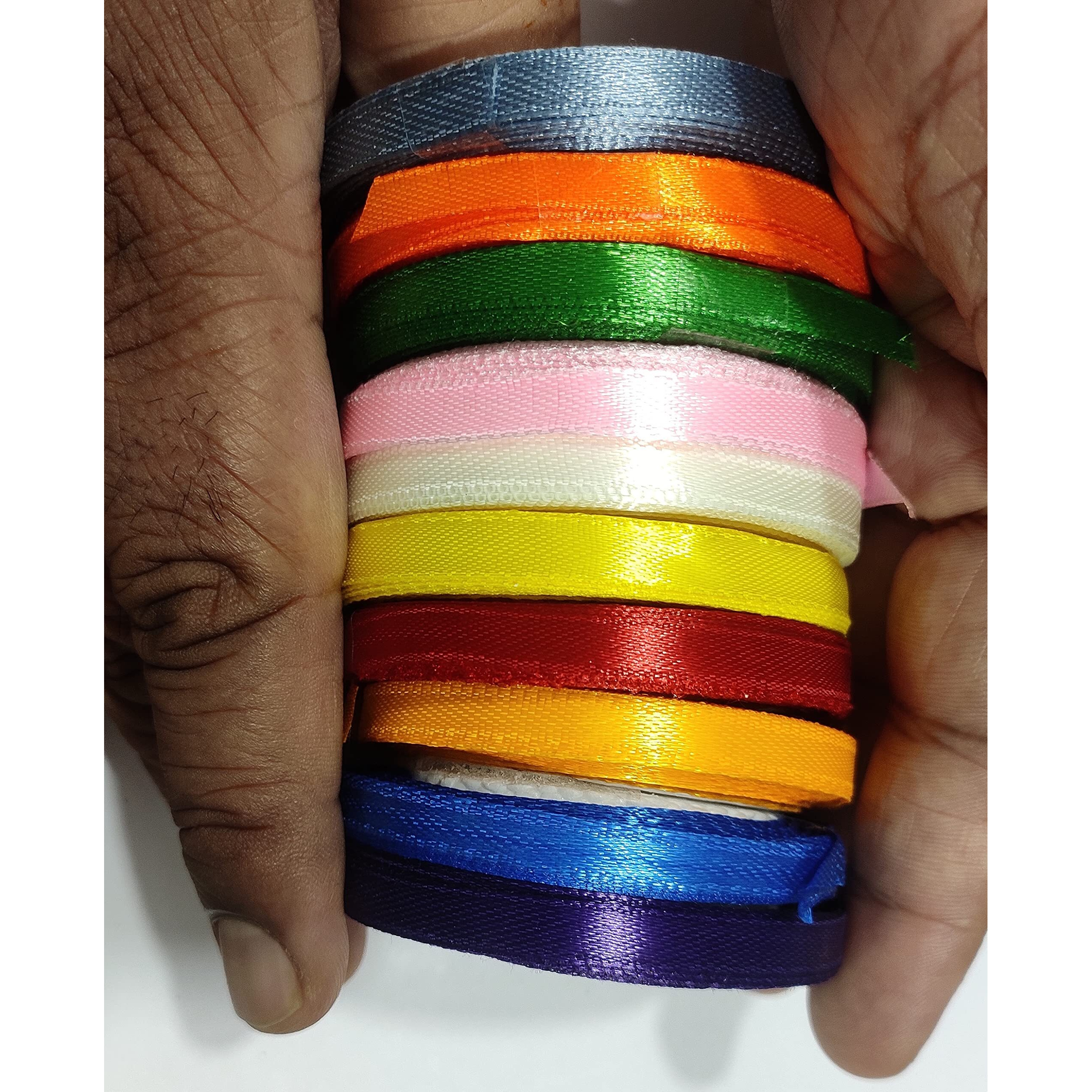 Omx Size 0.25 Inch (6.3Mm), Craft Satin Ribbon For Decoration, Gift Wrapping, And Other Multi-Purpose Use (Multi, Total 85 Mtr -10 Rolls - 8.5 Mtr In 1 Roll)