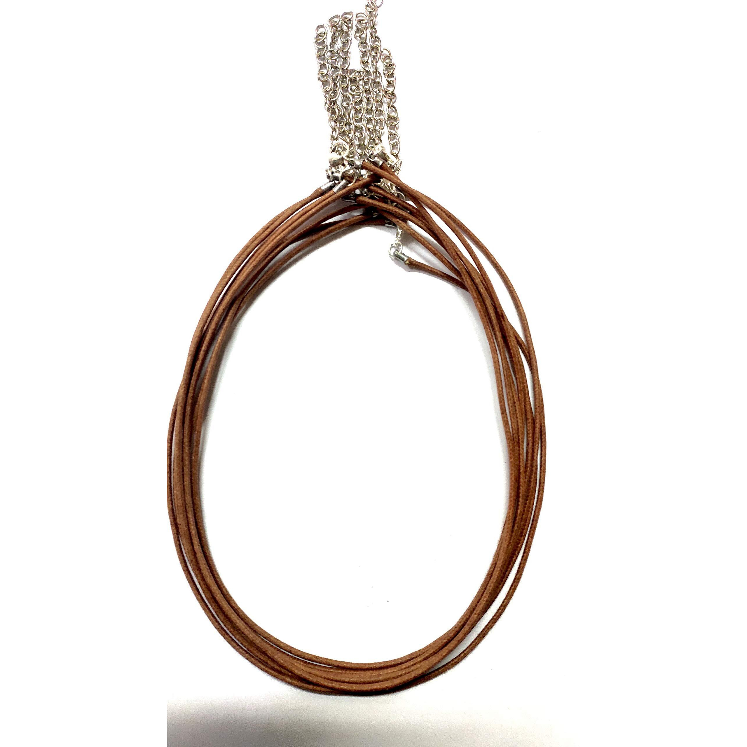 Omx 10 Pc, Waxed Cotton 43Cm/17 Necklace Chain With Lobster Claw Clasp For Pendants And Jewelry Charms Making. (2Mm Thick Cotton, Brown, 10 Pcs)