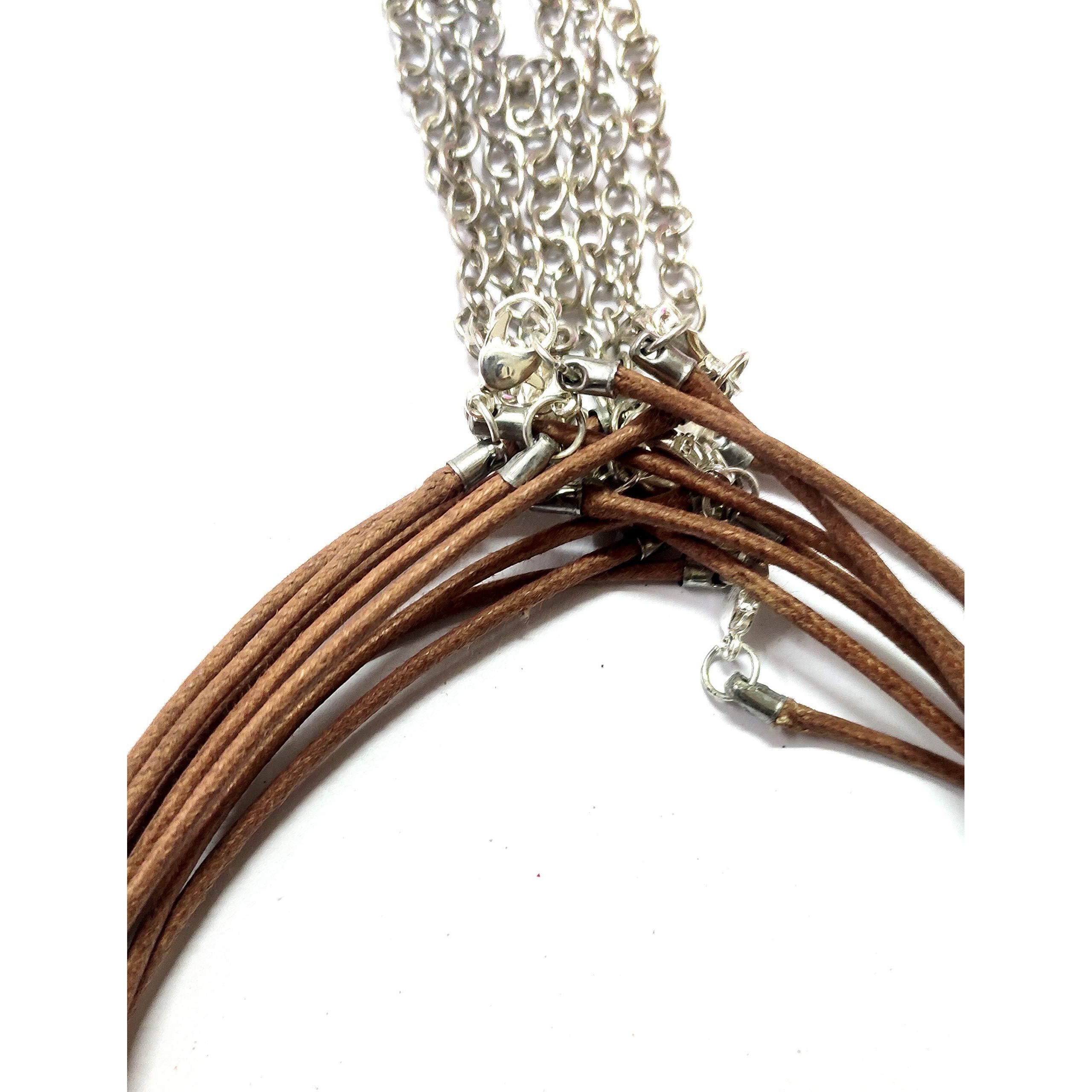 Omx 10 Pc, Waxed Cotton 43Cm/17 Necklace Chain With Lobster Claw Clasp For Pendants And Jewelry Charms Making. (2Mm Thick Cotton, Brown, 10 Pcs)