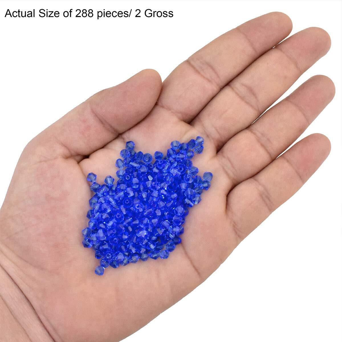 Embroiderymaterial Crystal Sapphire Blue Beads For Jewellery Making, Bracelet Making, Craft, Bag Making, Embroidery, Embellishment, Toran Making, Pusalu Making (Sapphire Blue, 288 Pieces)