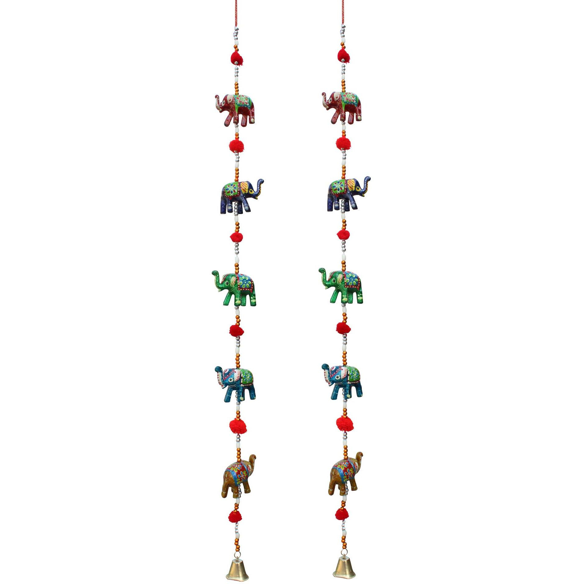 Fashion Bizz Handicraft Rajasthani Elephant Wall/Door Hanging Screen Toran Set Of 2 Pcs (Design 1)