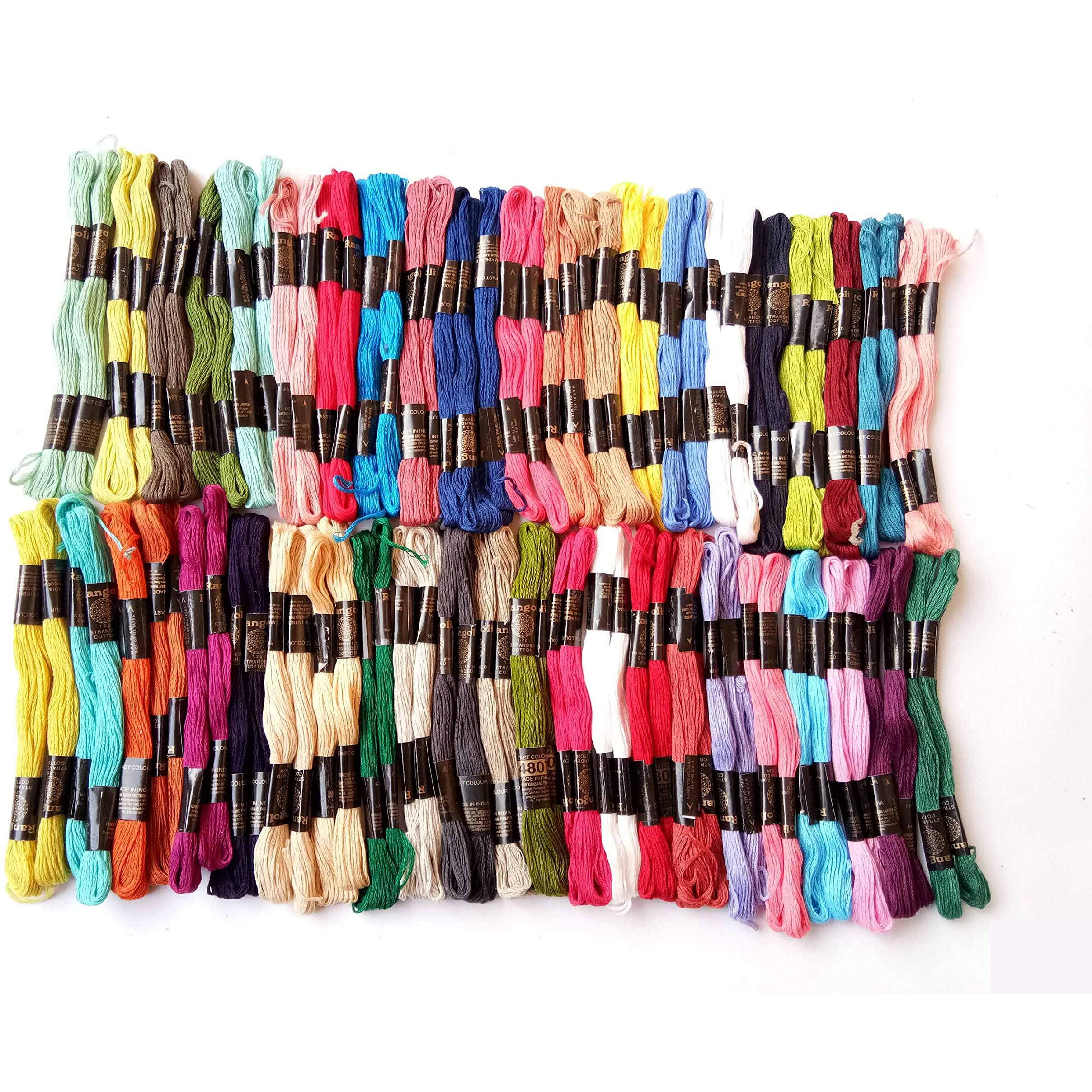 Vardhman Threads Vardhman Brand Cotton Embroidery Threads Set (8 M, Multicolour) - Pack Of 100 Rangoli