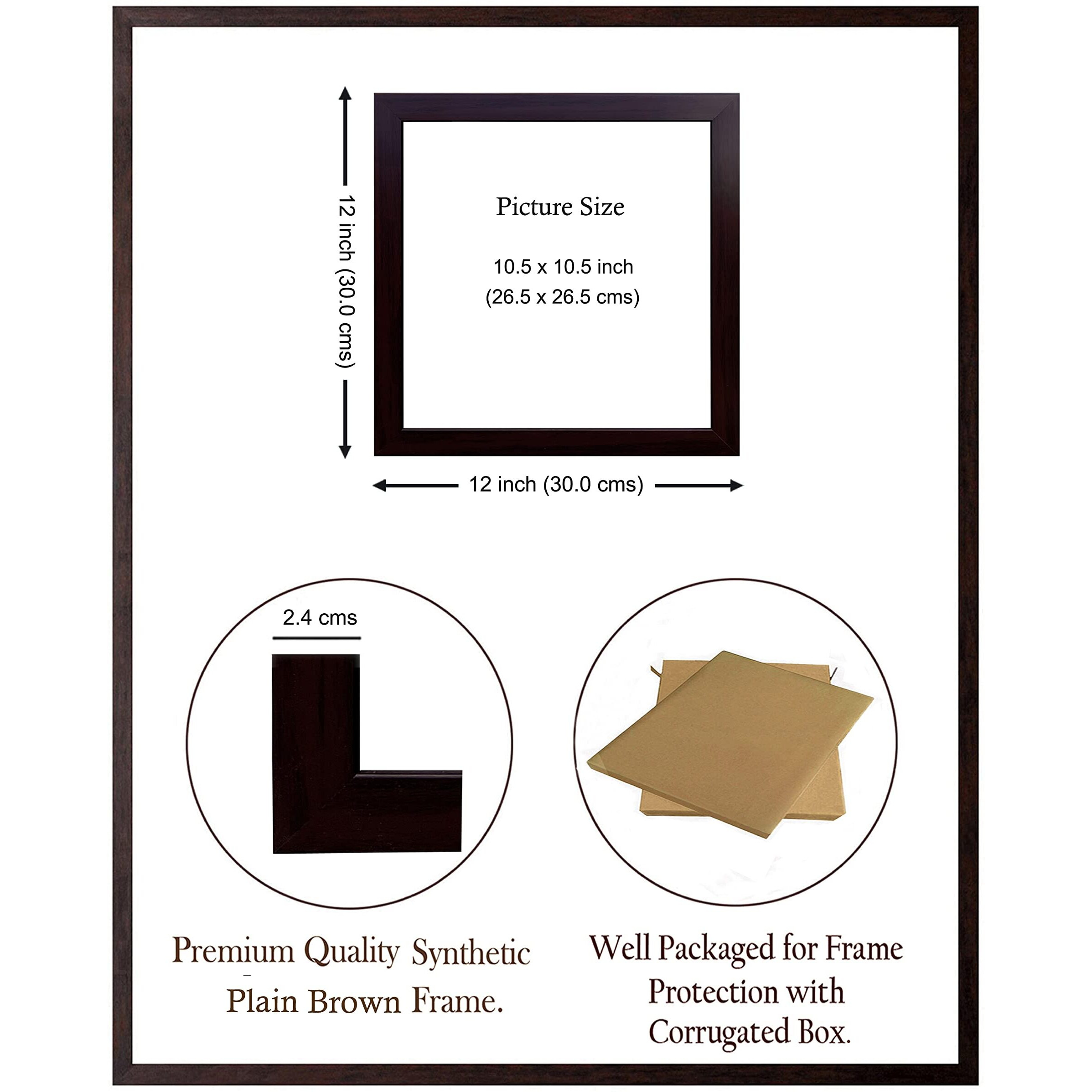Artcoin Red Flower Wall Frame, Hd Printed & Sparkle Coated Picture With Black Frame For Home/Office Decor (12 X 12 Inch_Brown).
