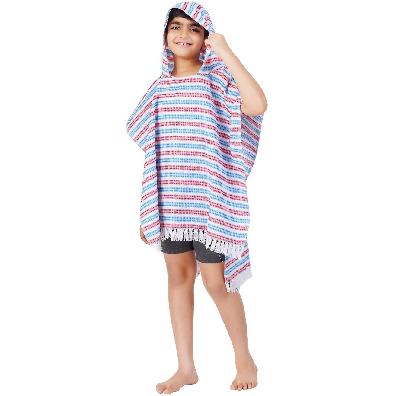 Menmaii Cotton Hooded Bath Towels | Cotton Poncho Towel For Kids | Towel For Boys & Girls, 1-7 Years | 60 X 60Cm | Bathrobe Alternative