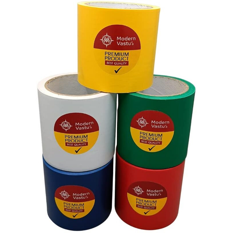 Modernvastu Remedies Vastu Color Tape Combo Size 4&quotInch/100Mm, 20 Meter - Red/Green/Blue/Yellow/White (Main Entrance & Toilet Correction)
