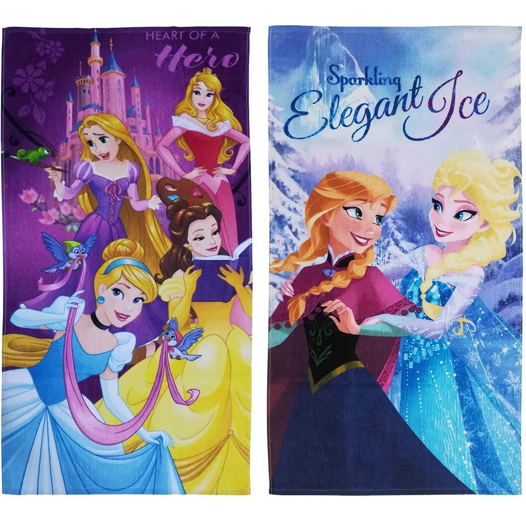 Athom Living Disney Princess & Frozen Premium 100% Cotton Kids Bath Towel 350 Gsm 60X120 Cm Pack Of 2