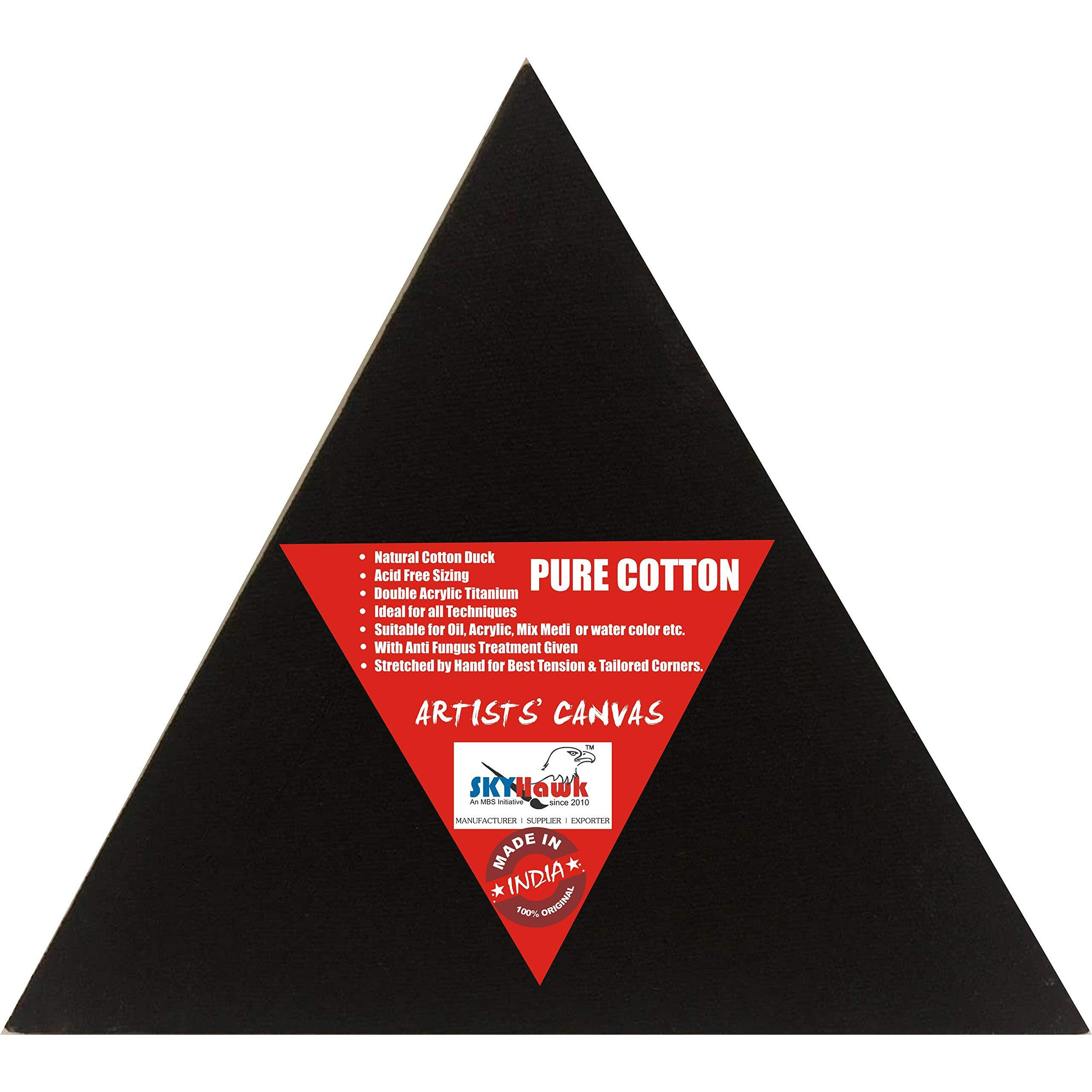 Skyhawk Pre Stretched Triangle Shape Canvas Frame(Black, White, Linen) (10 Oz) (Set Of 3)