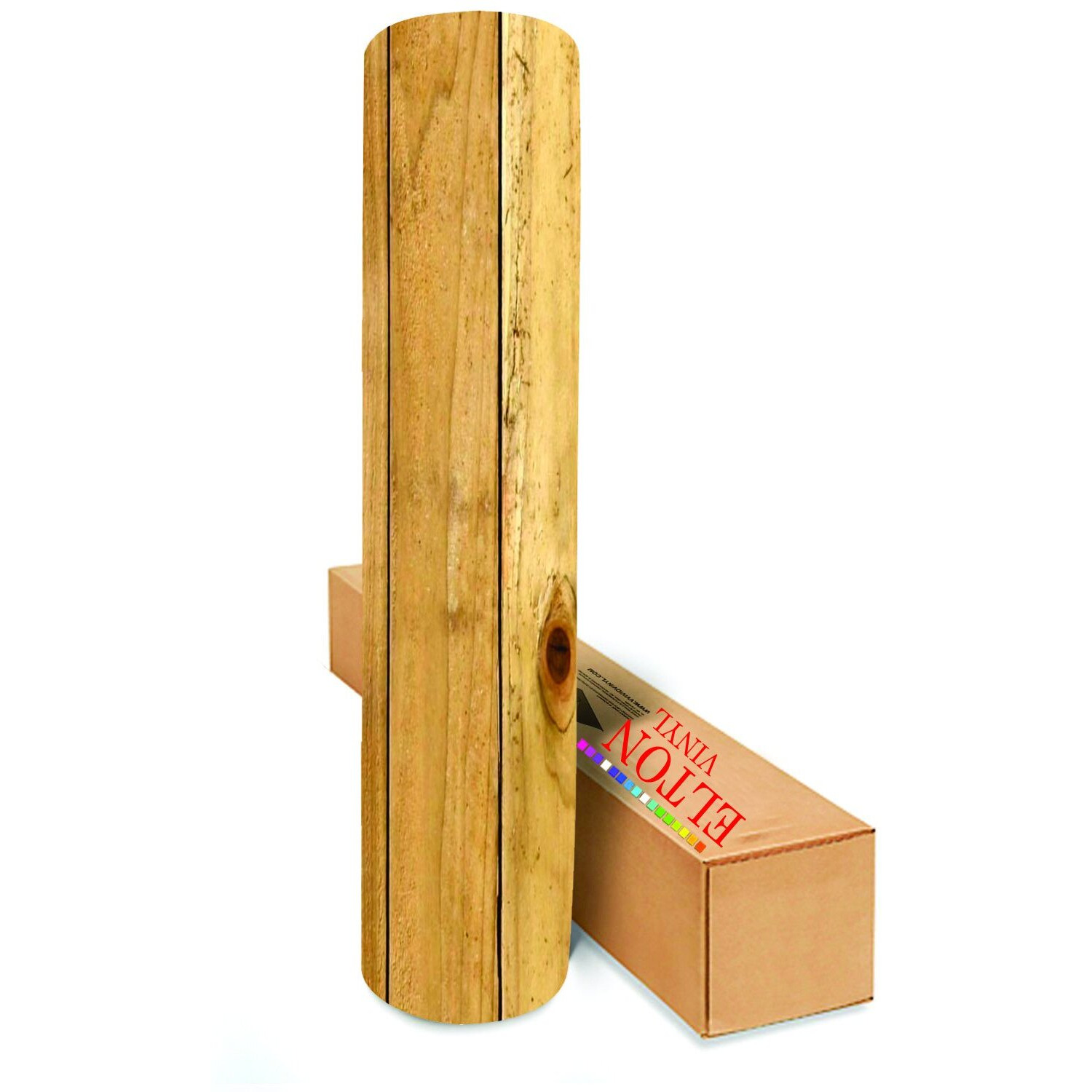 Elton Pine Wood Grain Pallet Design (Matte-Finish) Adhesive Decorative 3M Vinyl Shelf Liner 24 X 48 Inches