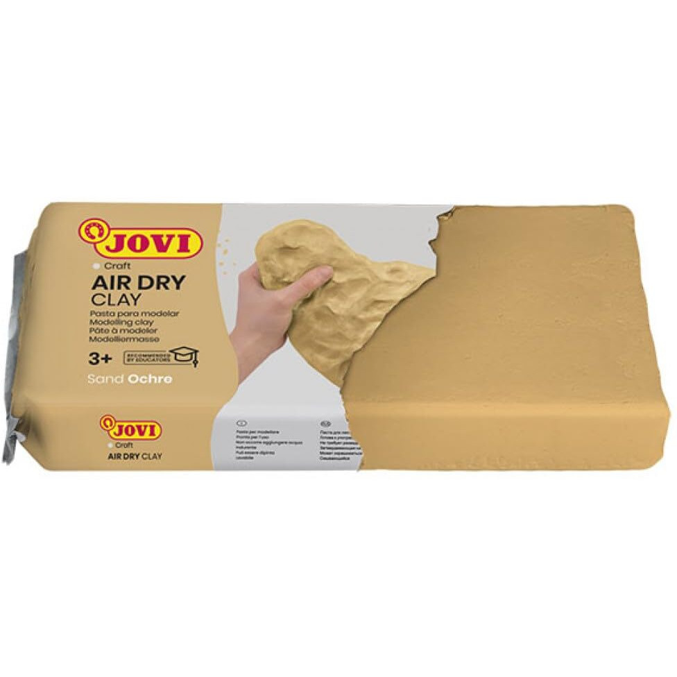 Jovi European Air-Dry Modeling Sand Ochre Clay 3 Packets - Each Pack Of 250 Grams For Sculpting Pottery Art & Craft Handicraft Educational Purpose Fine Motor Skills
