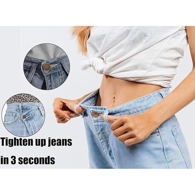 Bhuma 2 Pc's Detachable Button For Jeans - 5 Styles No Sew Metal Buttons For Denims - Waist Extender Removable Reusable Instant Button Without Sewing For Trousers, Pants, Bags, Skirt