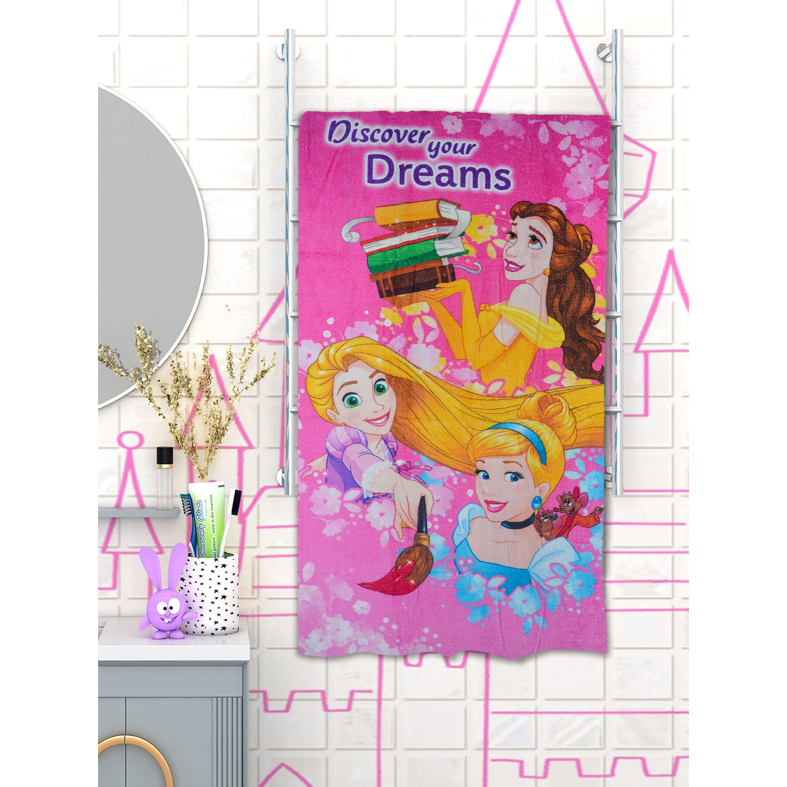 Athom Living Kids Bath Towel Kids Bath Towel 350 Gsm 60X120 Cm, Pink In Color