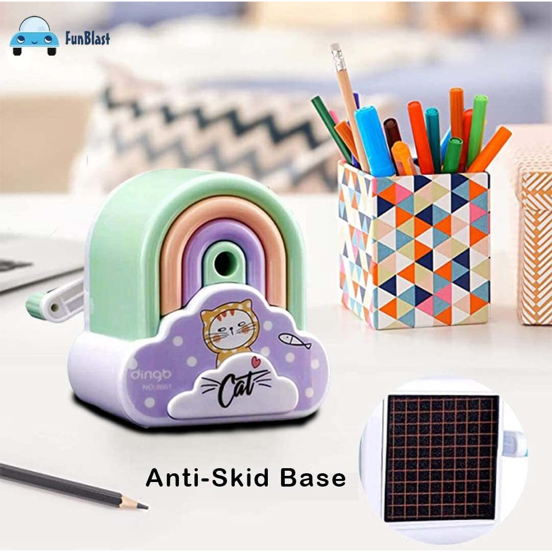 Funblast Sharpener For Kids  Rainbow Pencil Sharpener, Table Sharpener Machine, Stationary For School & Office Return Gifts For Kids (Pack Of 1 Random Color)