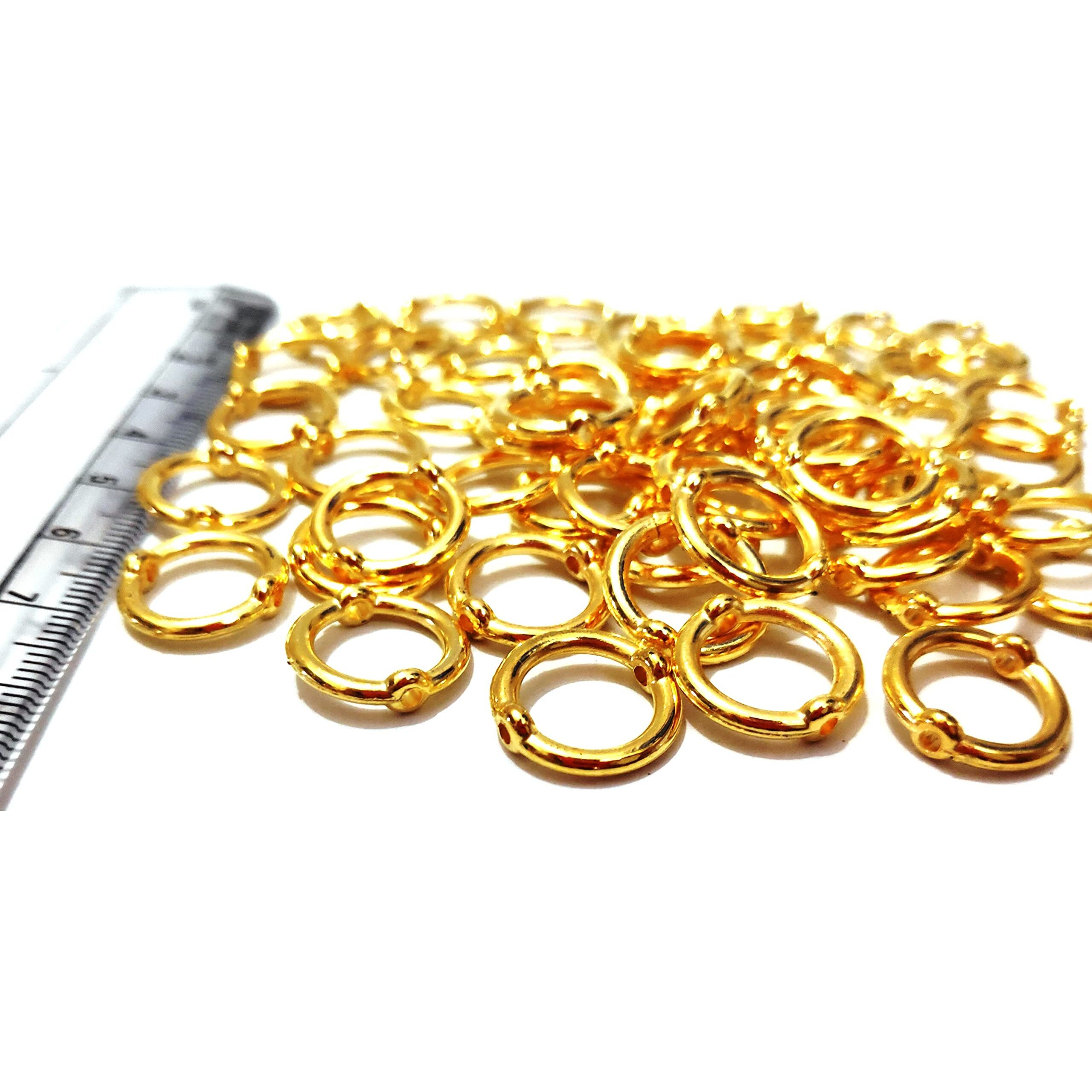 Get-Set-Go Golden Color Plastic Beads Ring With Hole (200 Pcs) For Jewellery Making, Arts And Crafts Work, Necklace, Bracelet Earring Diy Kit (Orbit Rings)