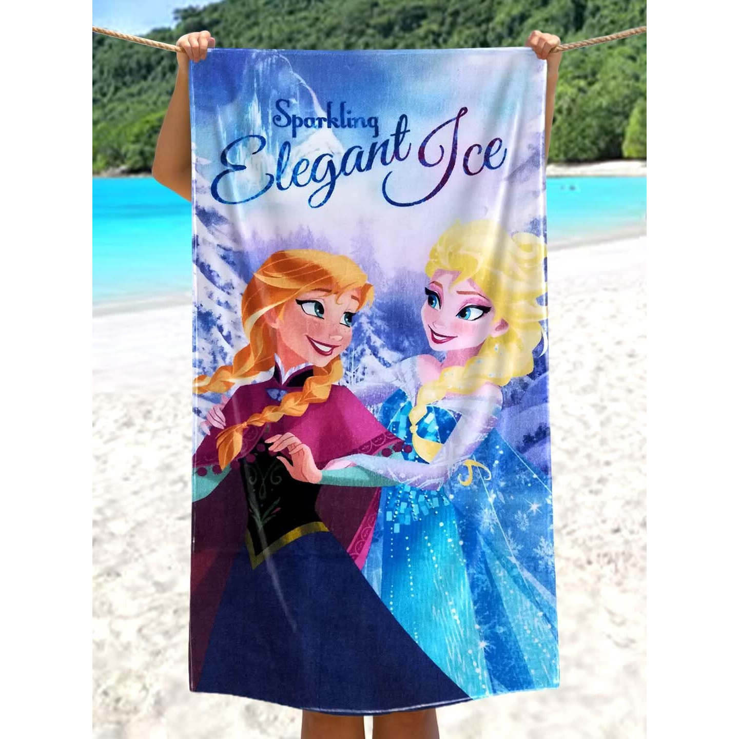 Athom Living Disney Frozen Anna & Elsa 350 Gsm Cotton Kids Bath Towel (60X120 Cm,Multicolour)