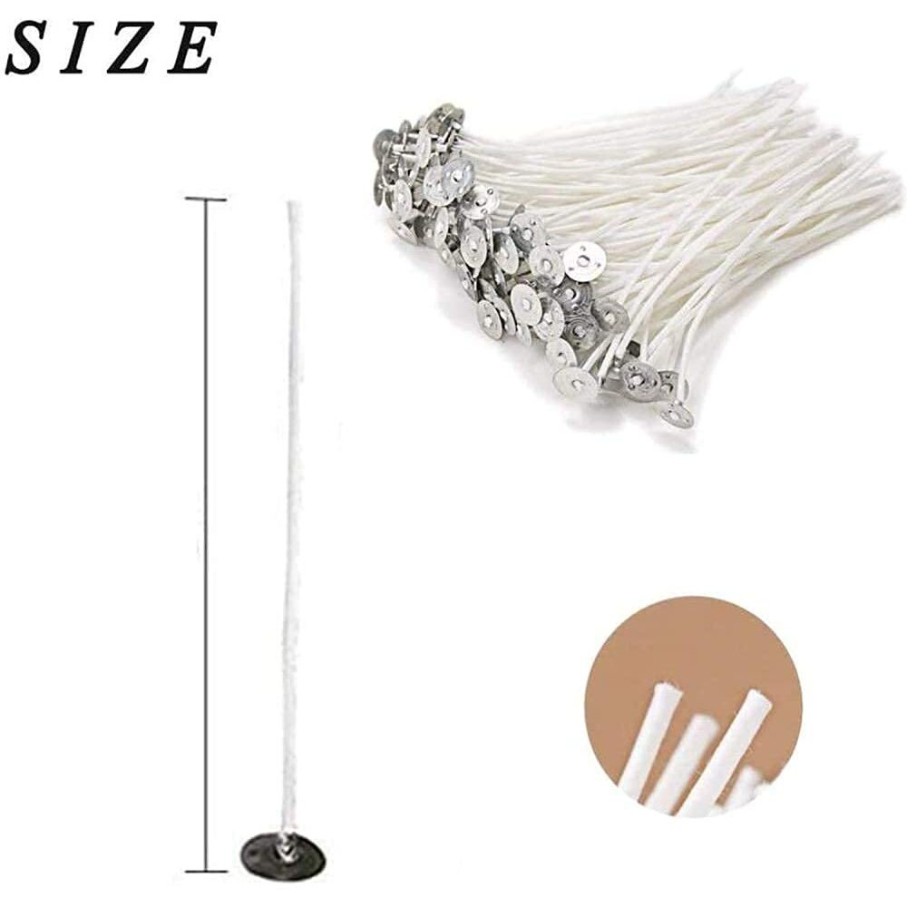 Kuber Selection Premium 3 Inch Low Smoke Diy Candle Making Wicks With Sustainer - Pack Of 200 Wicks For Crafting And T-Light Candles (200, 3 Inch)