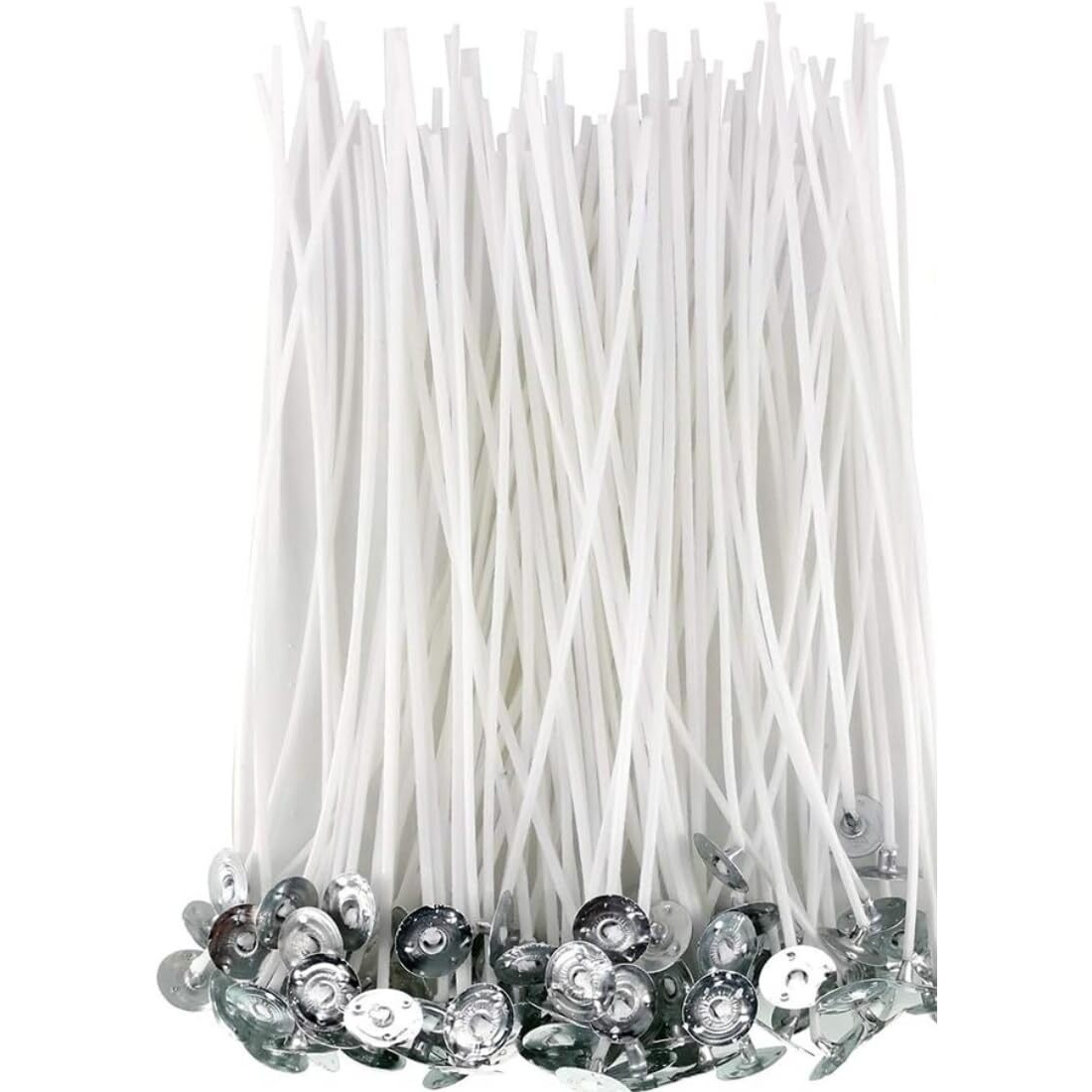 Kuber Selection Premium 6 Inch Low Smoke Diy Candle Making Wicks With Sustainer - Pack Of 200 Wicks For Crafting And T-Light Candles (200, 6 Inch)