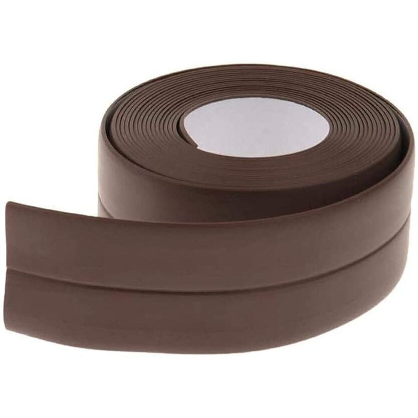 Dansr Counter Caulk Strip Seal For Bath Tub, Kitchen, Shower Toilet Wall Sealant, Kitchen Corner Line Waterproof Tape Table Edge Corner Protector Bumper Strip, 3.2M*3.8Cm (Brown, 1 Pcs)