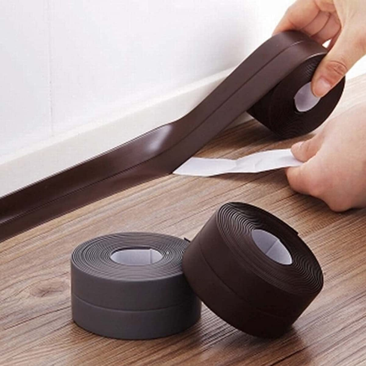 Dansr Counter Caulk Strip Seal For Bath Tub, Kitchen, Shower Toilet Wall Sealant, Kitchen Corner Line Waterproof Tape Table Edge Corner Protector Bumper Strip, 3.2M*3.8Cm (Brown, 1 Pcs)