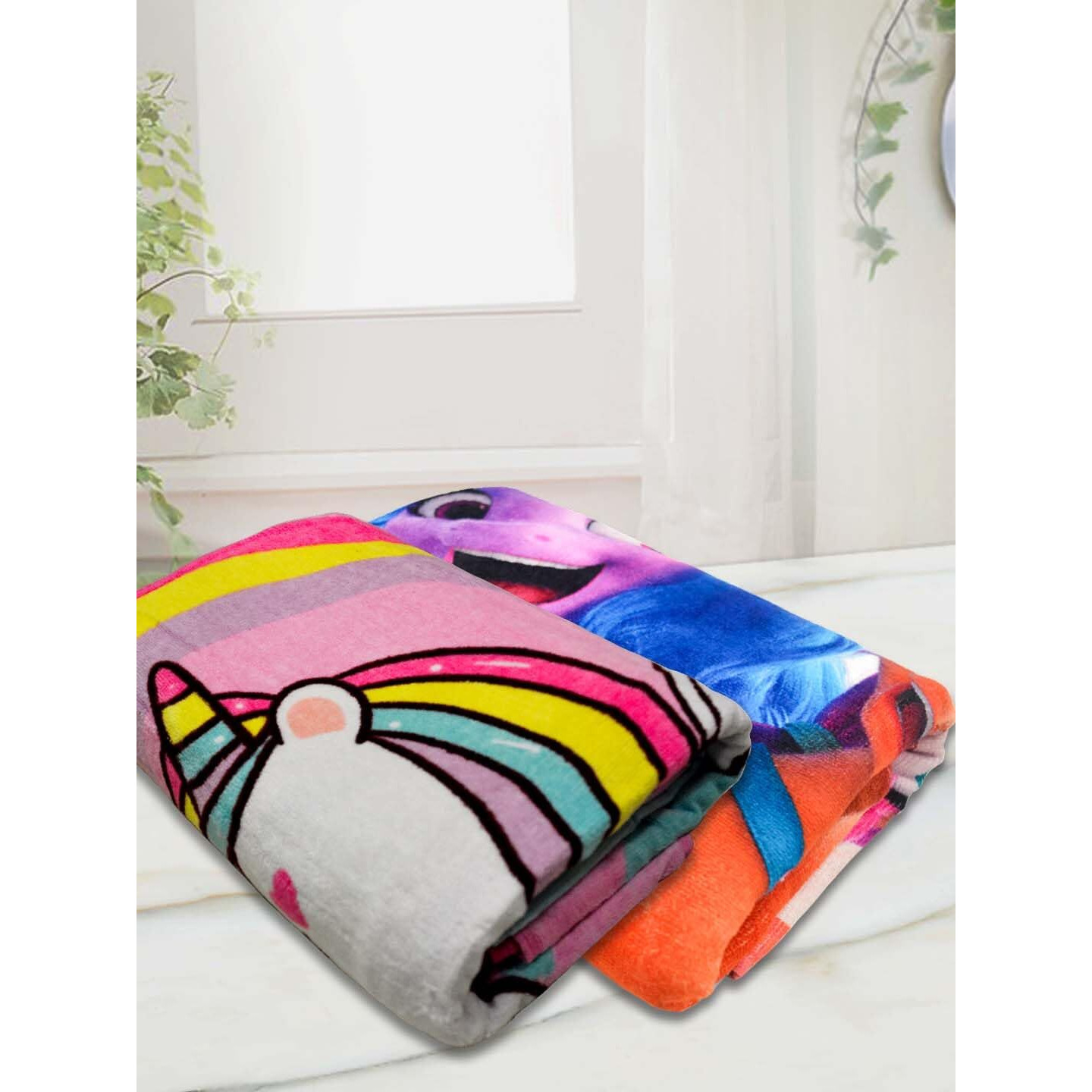 Athom Living My Little Pony With Unicorn Mixed Themed Kids Bath Towel 60X120Cm, 350 Gsm, Soft & Quick Dry, Multicolor, Perfect For Boys And Girls, Fun & Vibrant Design, Pack Of 2