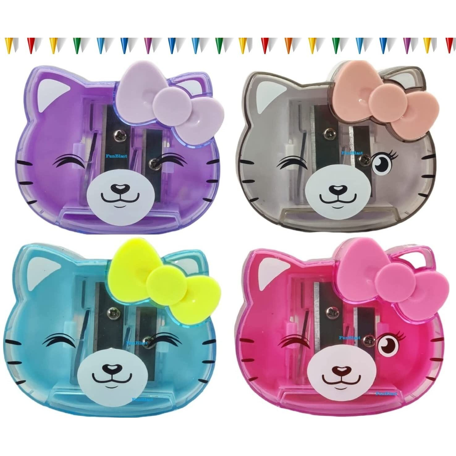 Funblast Sharpener For Kids - Sharpener For Pencil Sharpener For Kids Stylish, Stationary Set For Kids, Stationary Items  Best Birthday Return Gifts (Pack Of 4 Assorted Color)